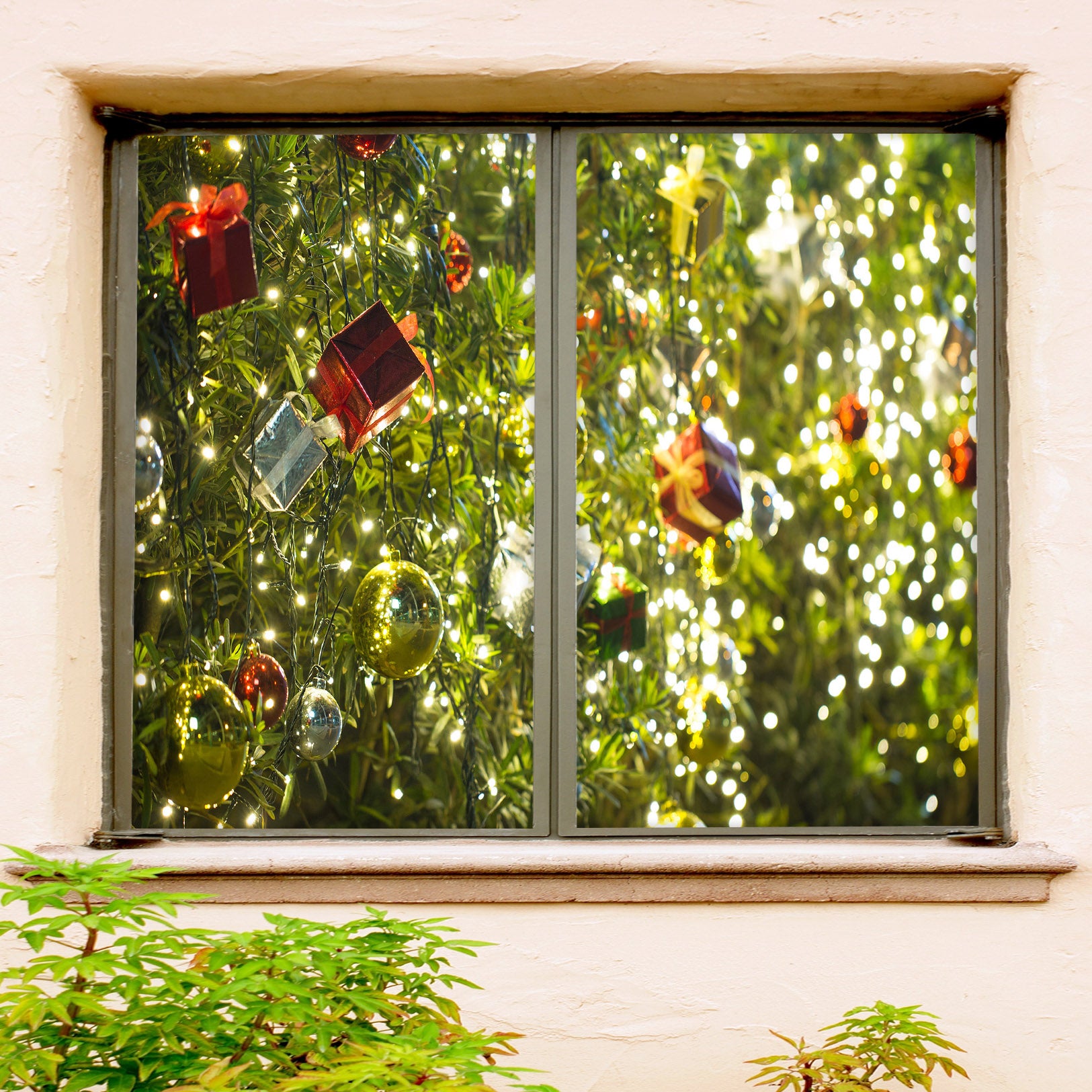 3D Tree Pendant 30054 Christmas Window Film Print Sticker Cling Stained Glass Xmas