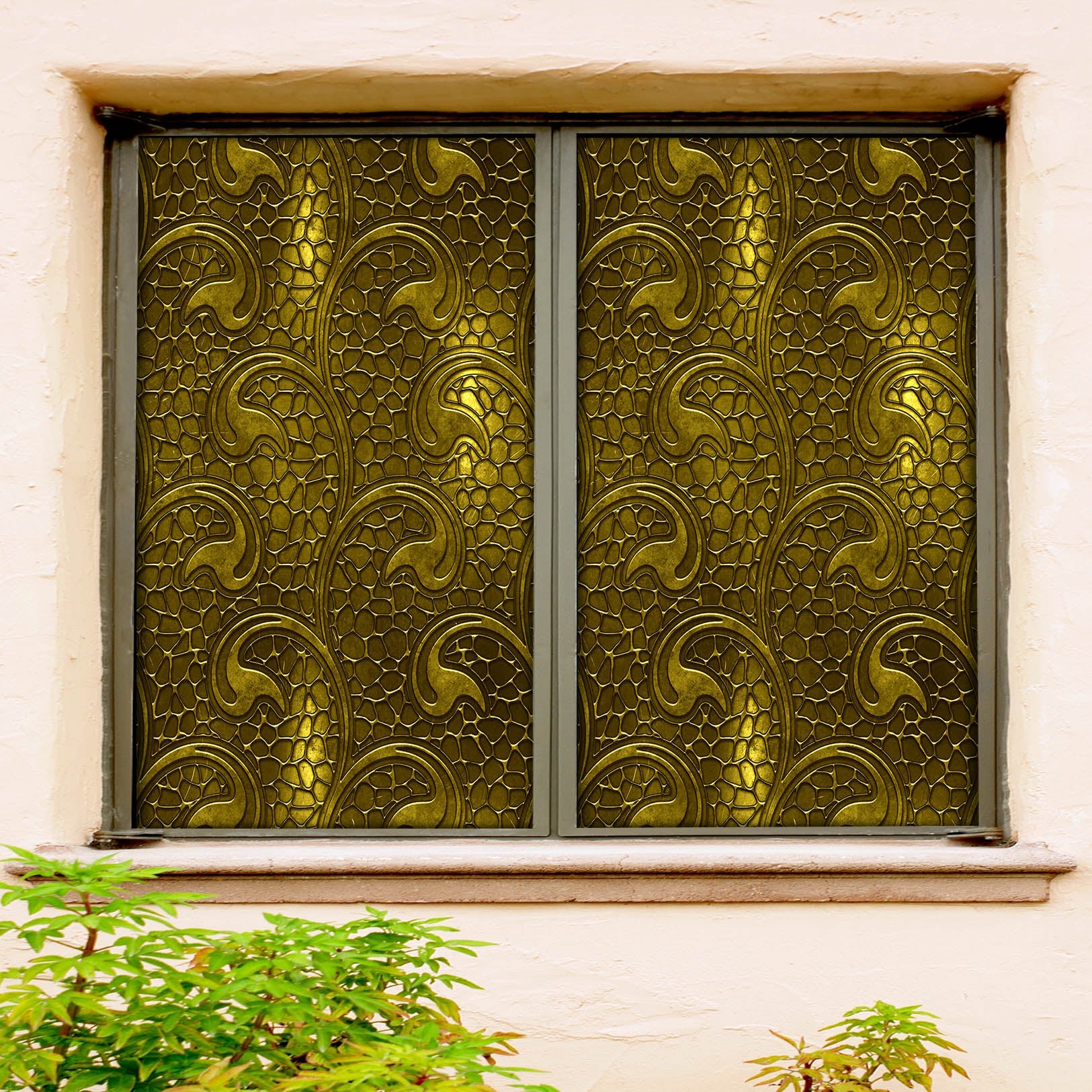 3D Yellow Leaves 198 Window Film Print Sticker Cling Stained Glass UV Block