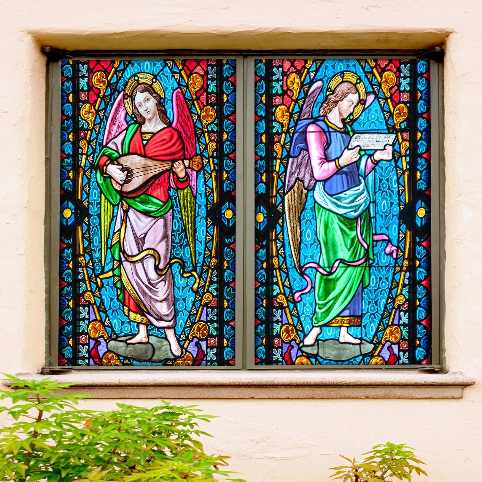 3D Church Music 294 Window Film Print Sticker Cling Stained Glass UV Block
