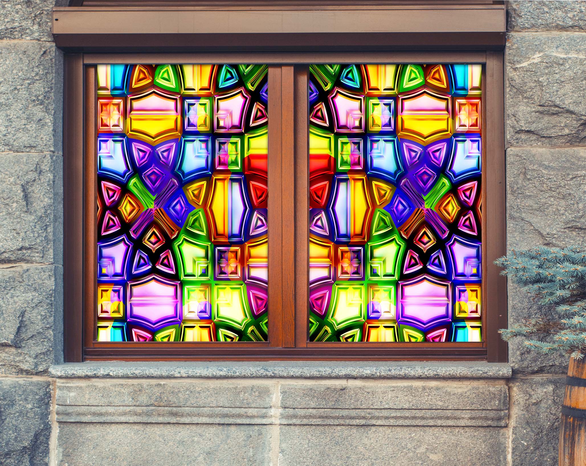 3D Art Deco Pattern 272 Window Film Print Sticker Cling Stained Glass UV Block