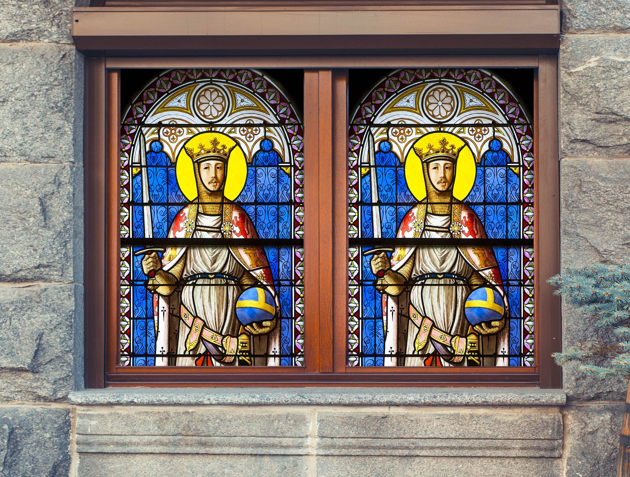 3D Prince Warrior 183 Window Film Print Sticker Cling Stained Glass UV Block