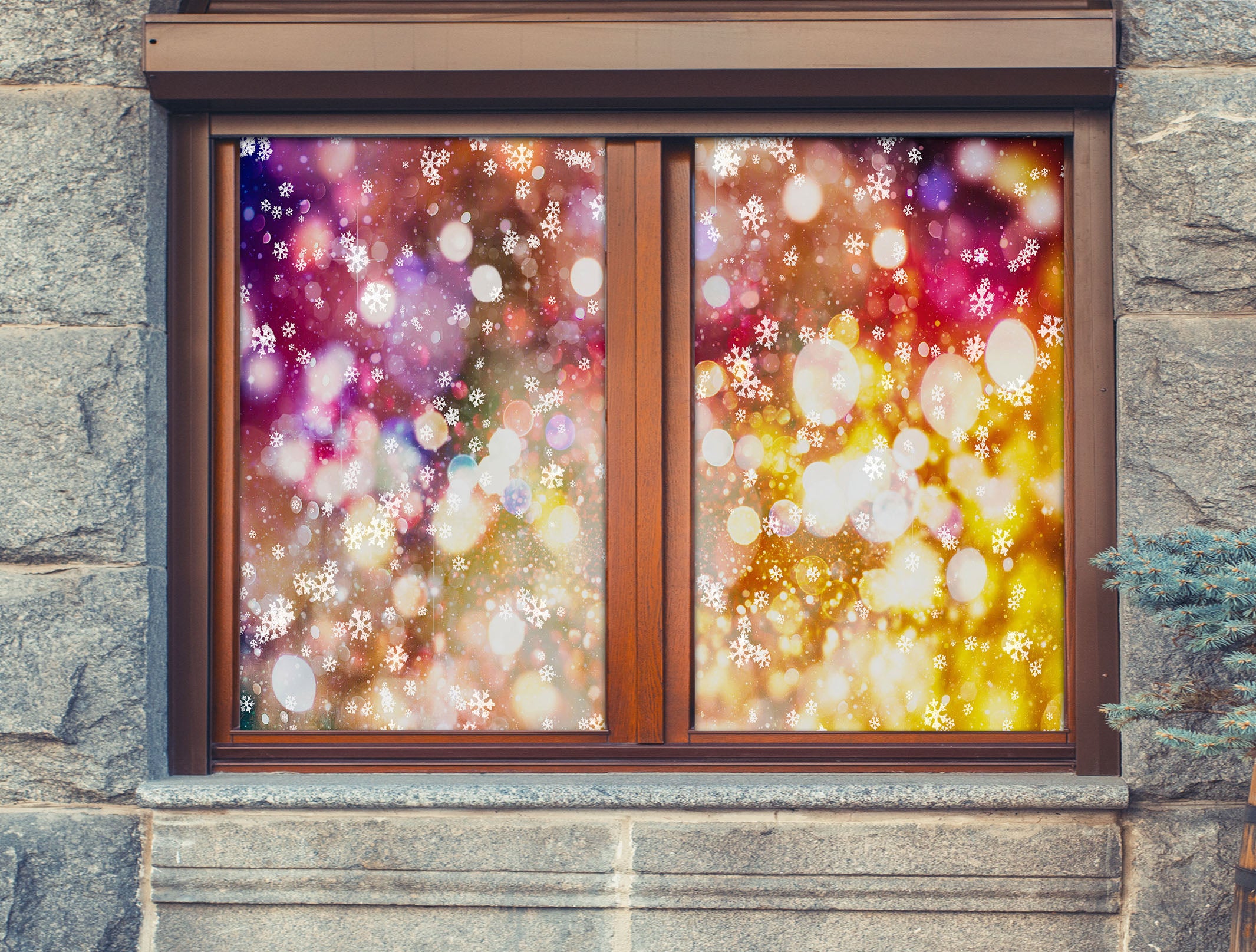 3D Light Shadow 30056 Christmas Window Film Print Sticker Cling Stained Glass Xmas