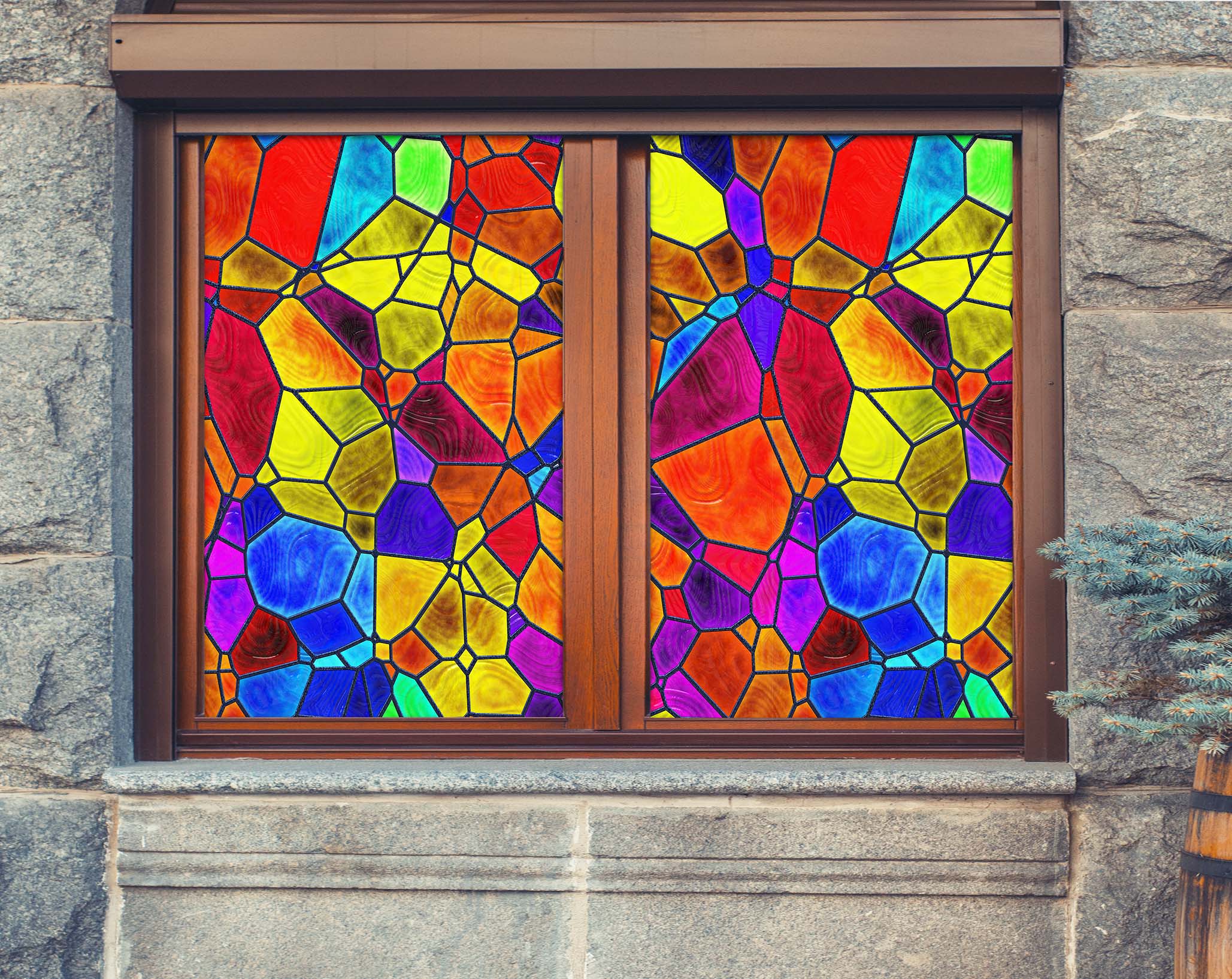 3D Color Graphics 320 Window Film Print Sticker Cling Stained Glass UV Block