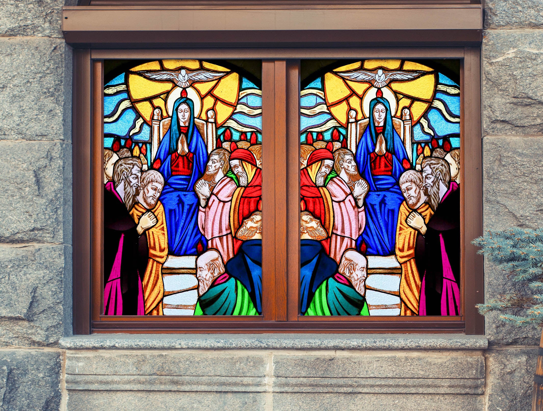 3D Throne Believers 091 Window Film Print Sticker Cling Stained Glass UV Block