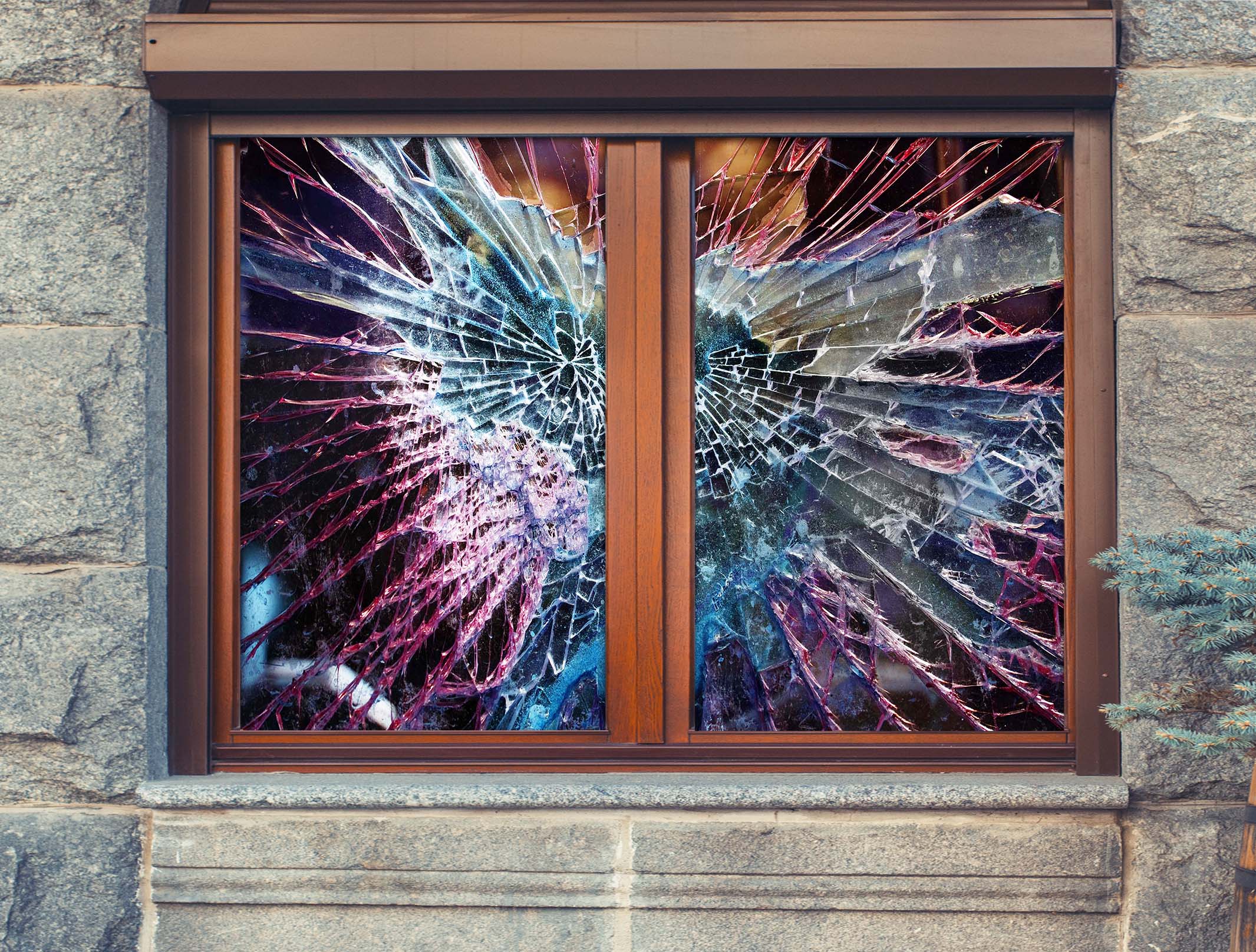 3D Broken Glass 115 Window Film Print Sticker Cling Stained Glass UV Block