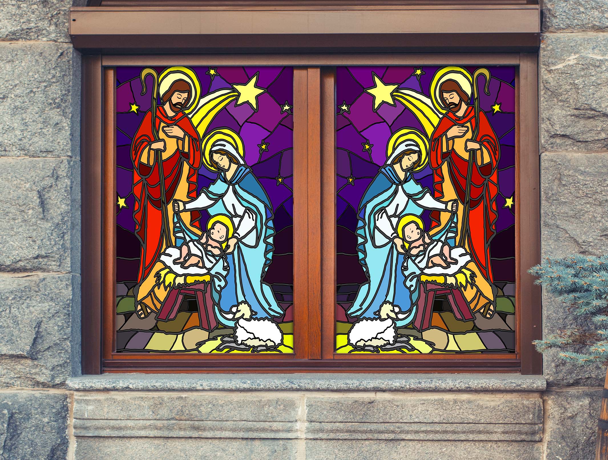 3D Religious Stars 113 Window Film Print Sticker Cling Stained Glass UV Block