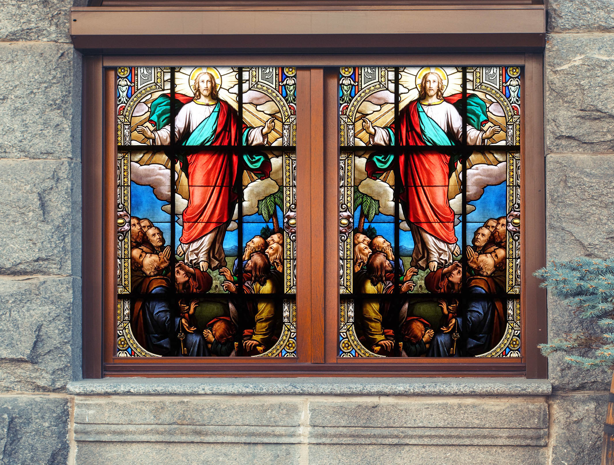 3D God Religion 232 Window Film Print Sticker Cling Stained Glass UV Block