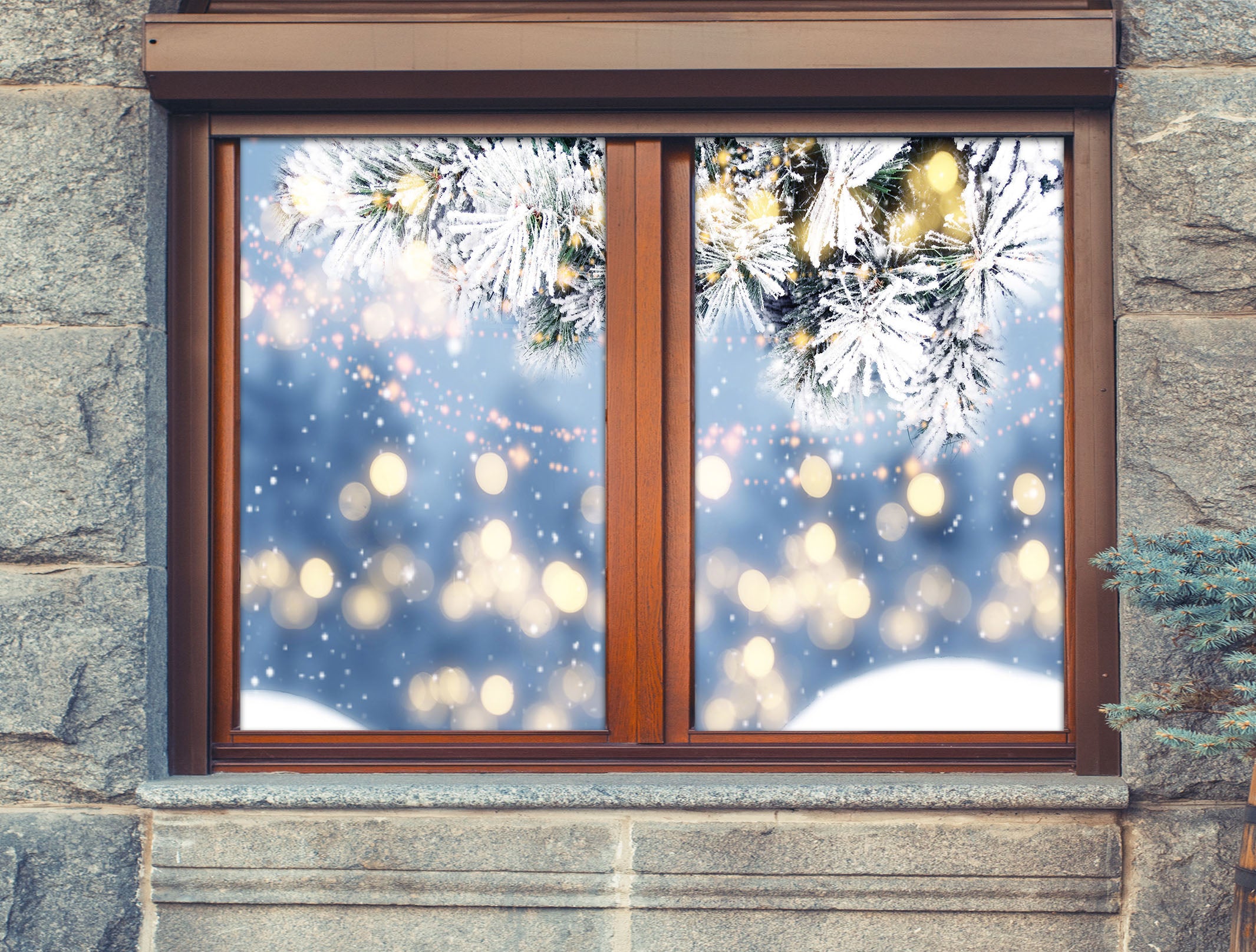 3D Branch Snow 31087 Christmas Window Film Print Sticker Cling Stained Glass Xmas