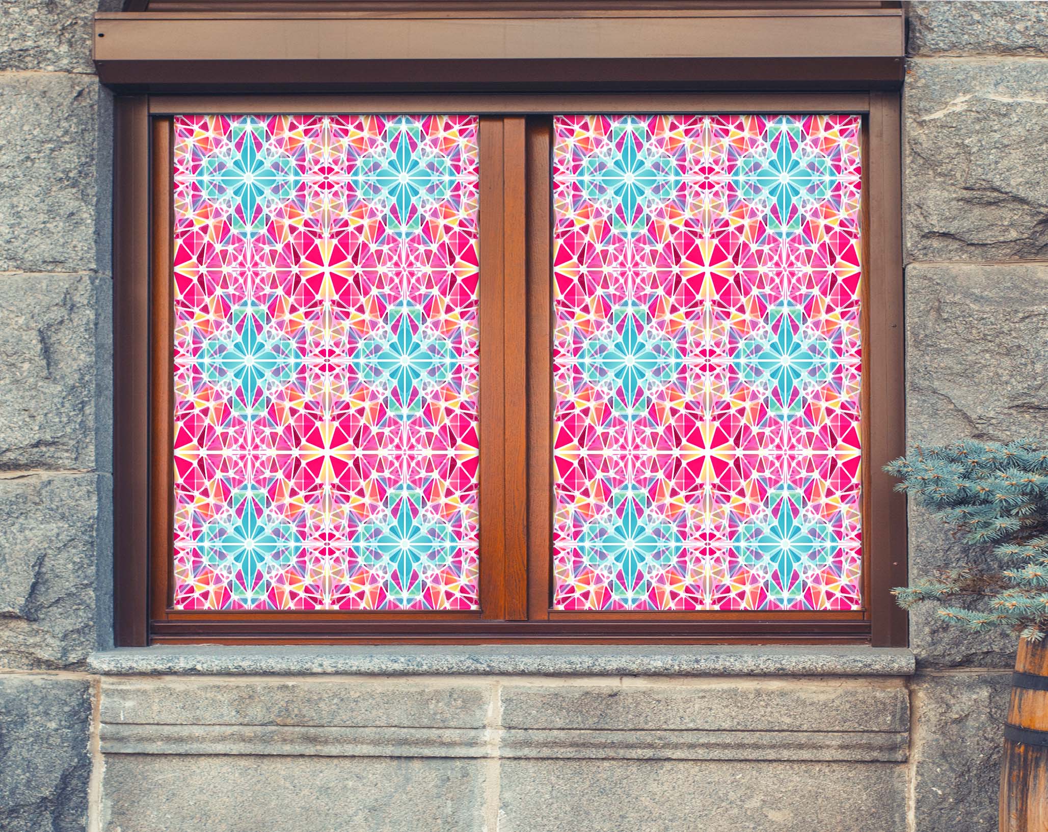 3D Pink Flower Graphic 279 Window Film Print Sticker Cling Stained Glass UV Block