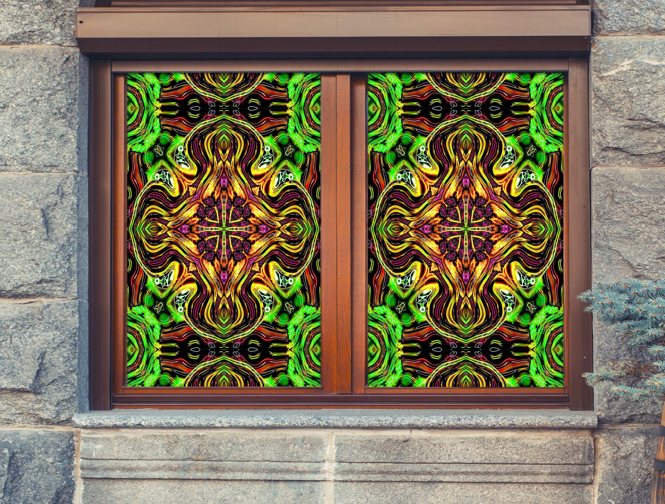 3D Yellow Petals 053 Window Film Print Sticker Cling Stained Glass UV Block