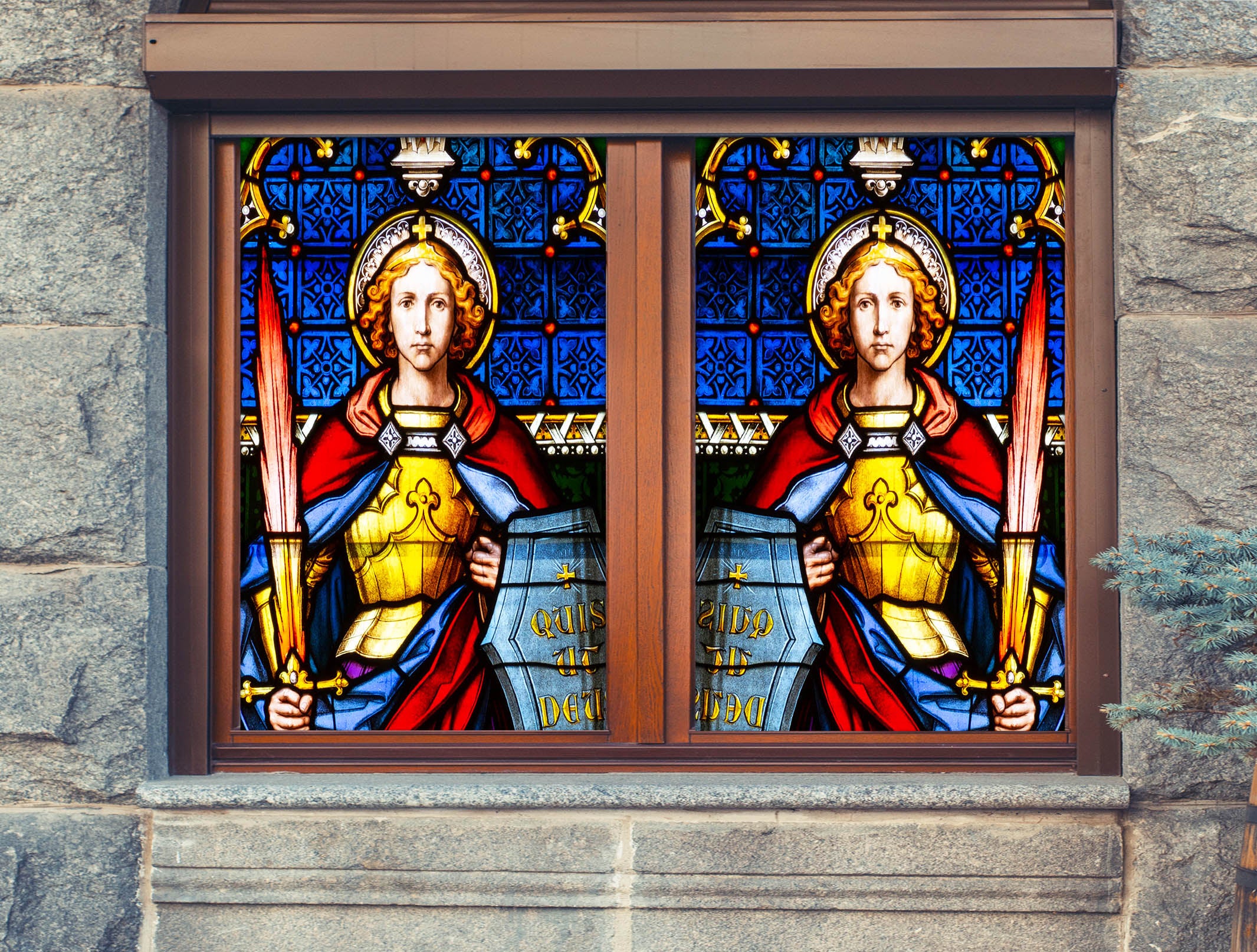 3D Female Warrior 152 Window Film Print Sticker Cling Stained Glass UV Block