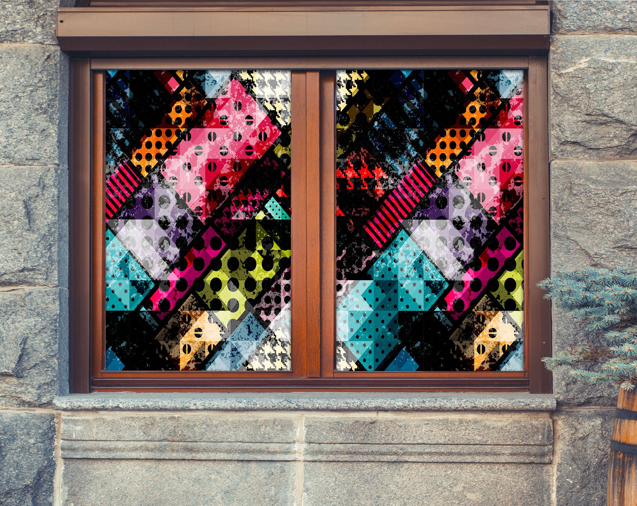3D Colored Dots 326 Window Film Print Sticker Cling Stained Glass UV Block