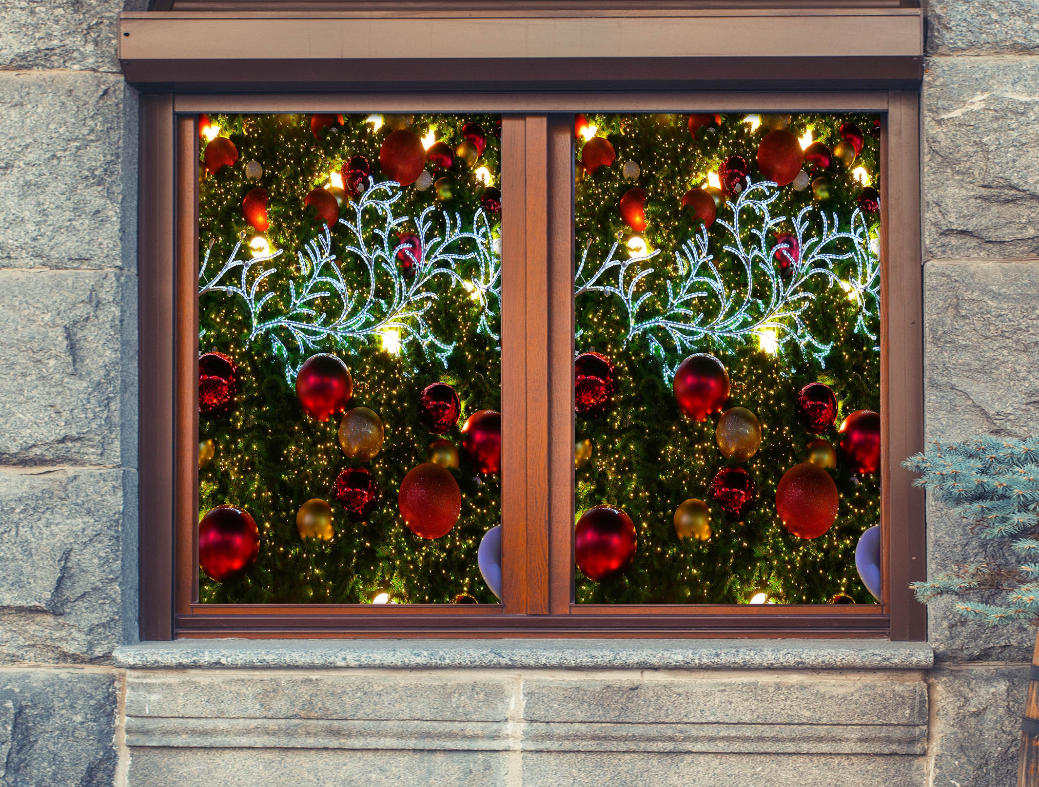 3D Red Ball 30051 Christmas Window Film Print Sticker Cling Stained Glass Xmas