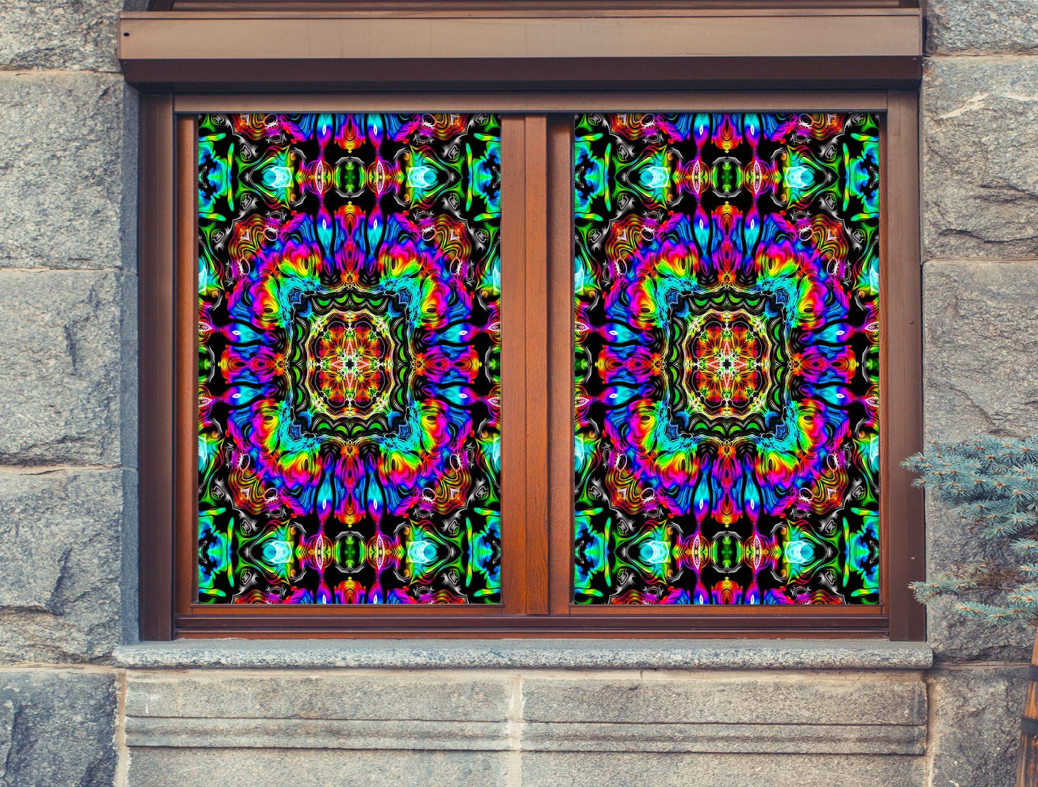 3D Diamond Pattern 042 Window Film Print Sticker Cling Stained Glass UV Block