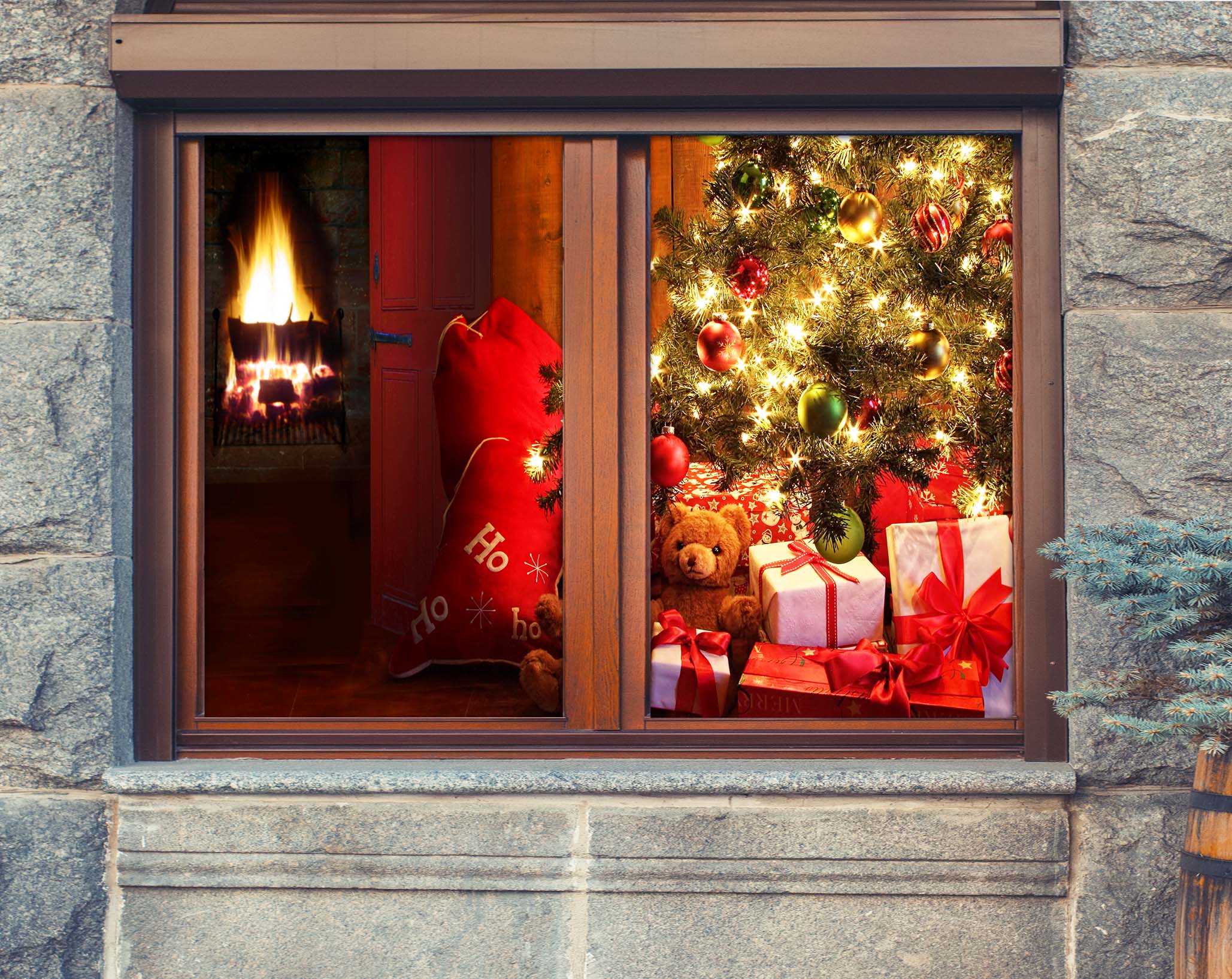 3D Christmas Tree Gift 266 Window Film Print Sticker Cling Stained Glass UV Block