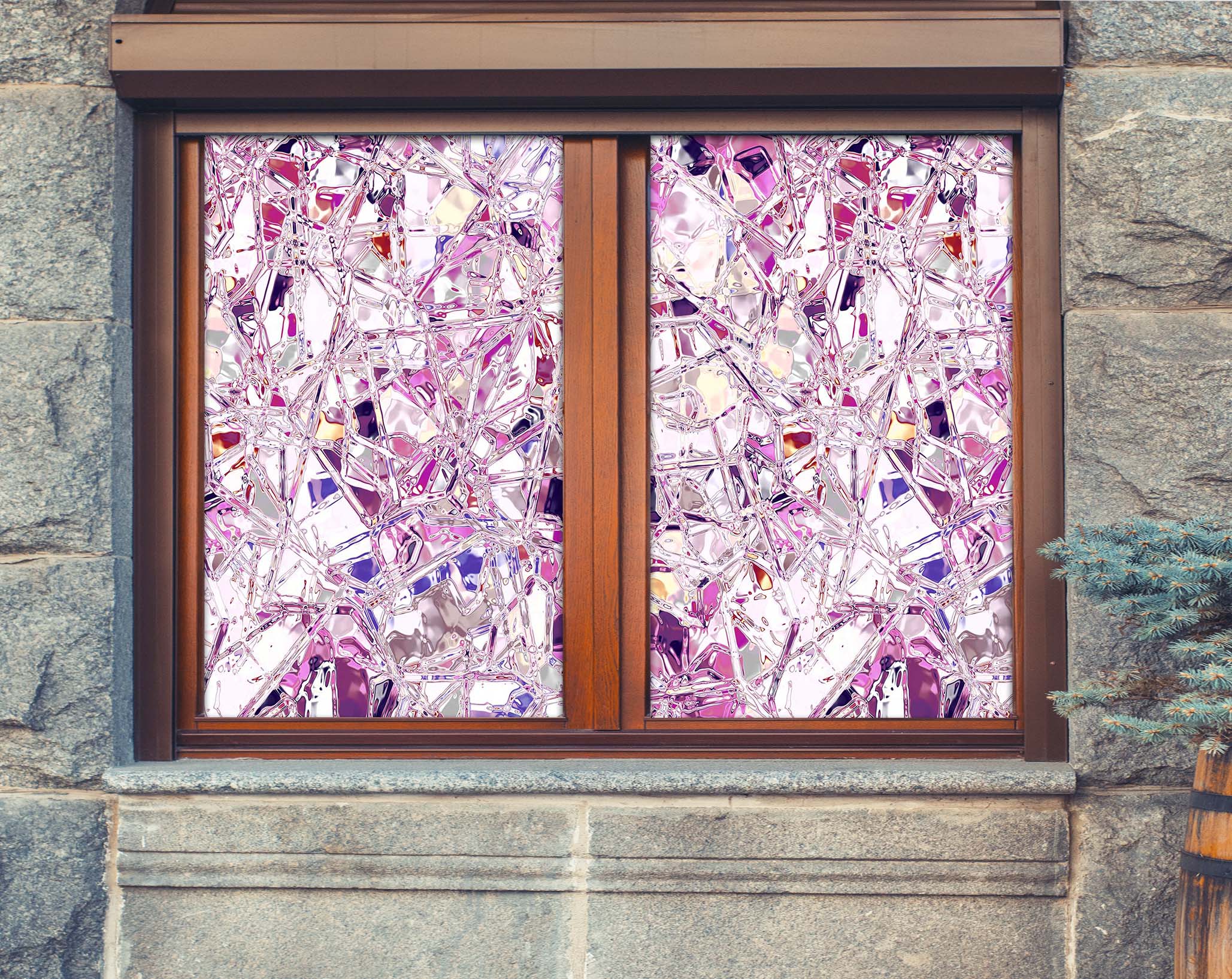 3D Glass Crack 317 Window Film Print Sticker Cling Stained Glass UV Block