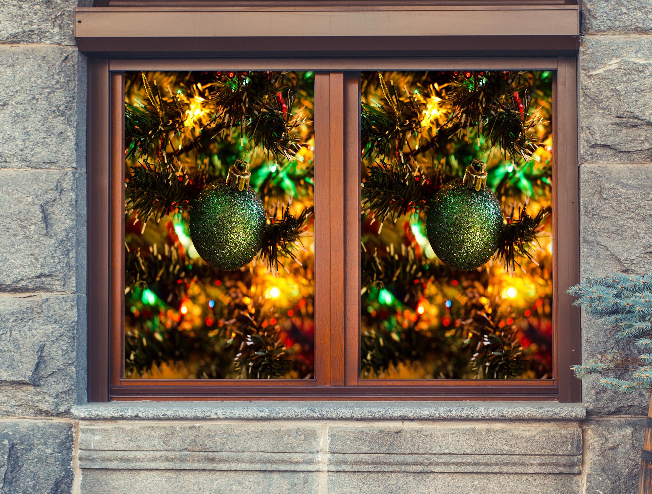 3D Ball Pendant 30121 Christmas Window Film Print Sticker Cling Stained Glass Xmas