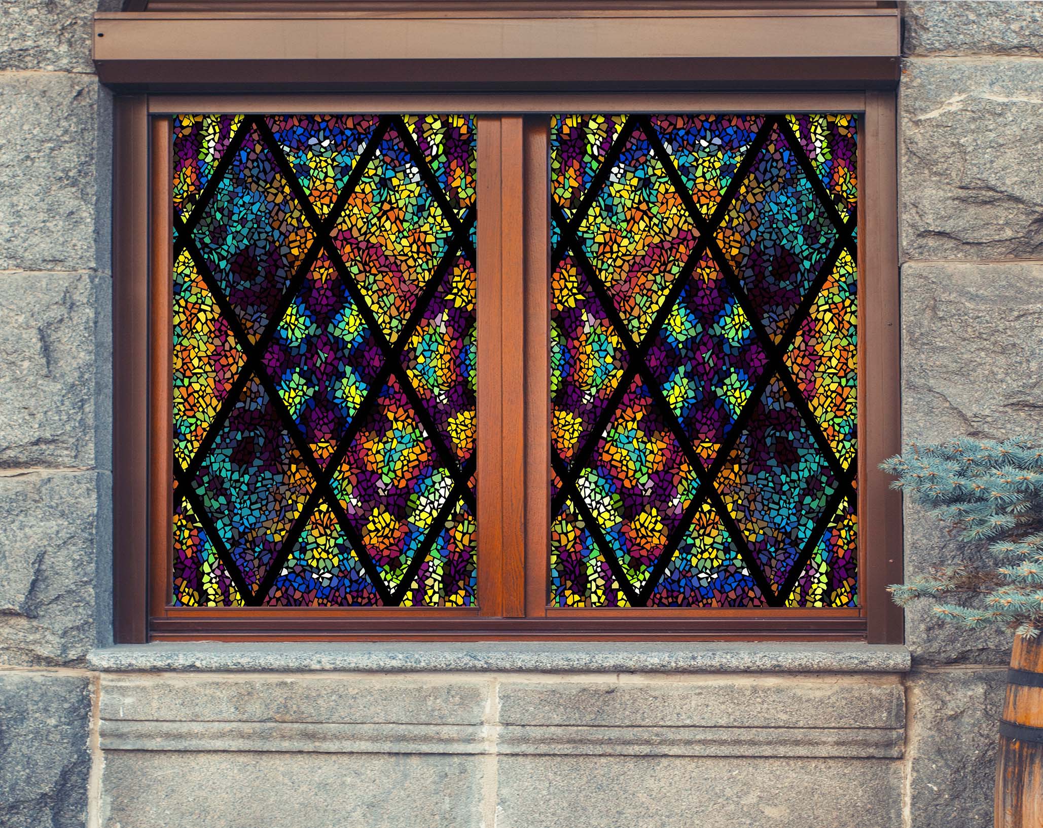 3D Artistic Pattern 366 Window Film Print Sticker Cling Stained Glass UV Block