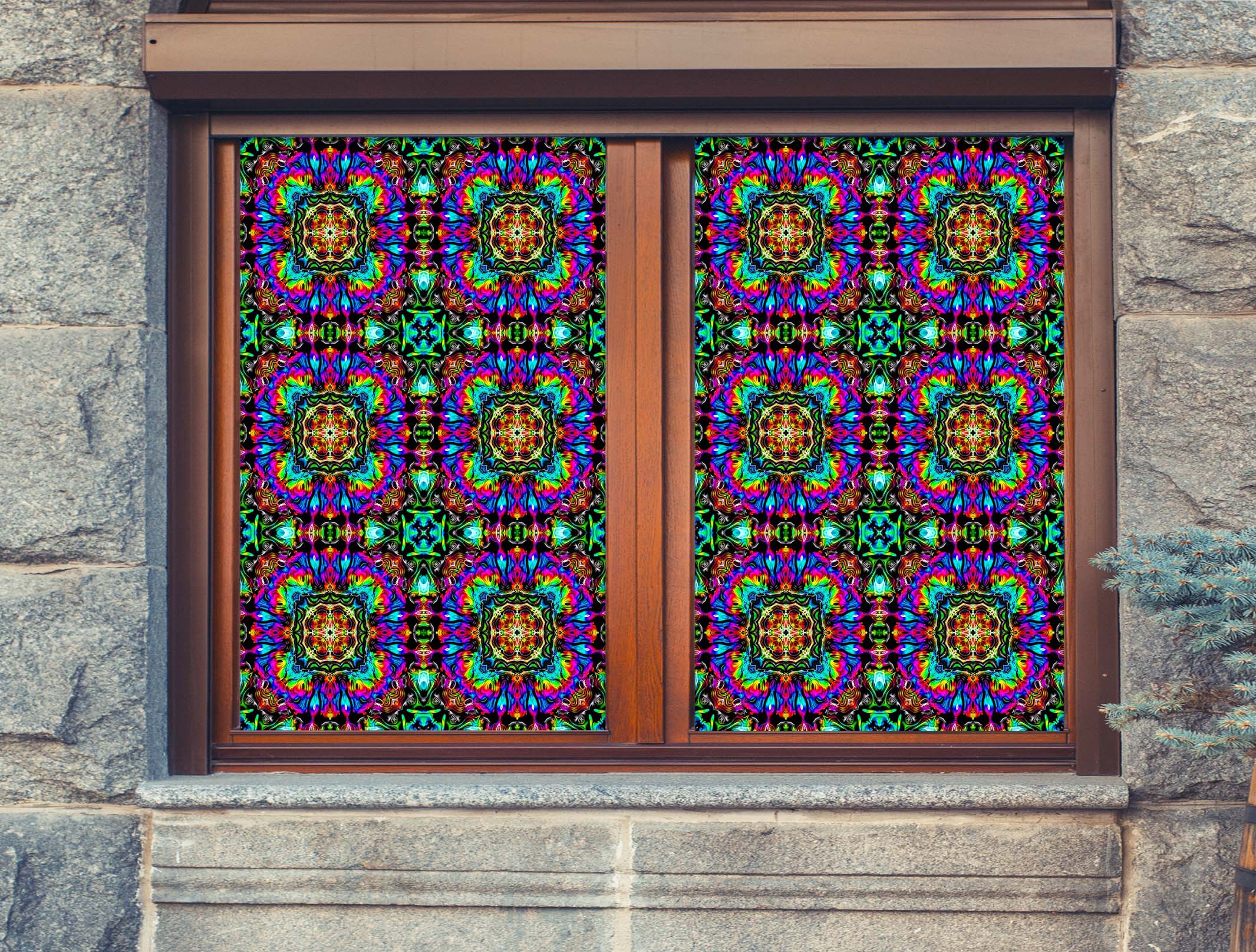 3D Purple Abstract 041 Window Film Print Sticker Cling Stained Glass UV Block