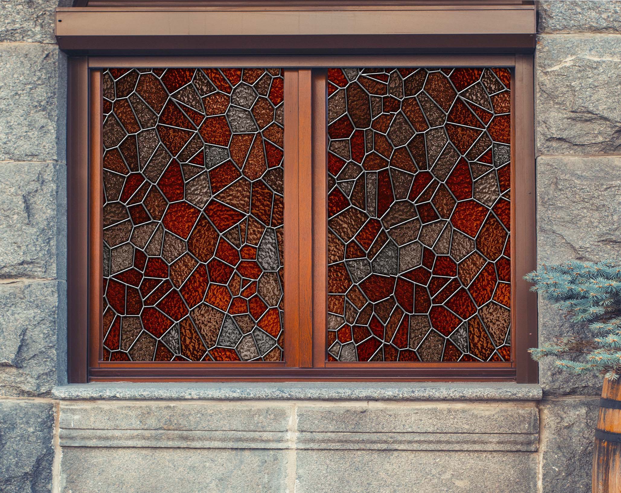 3D Irregular Graphics 406 Window Film Print Sticker Cling Stained Glass UV Block