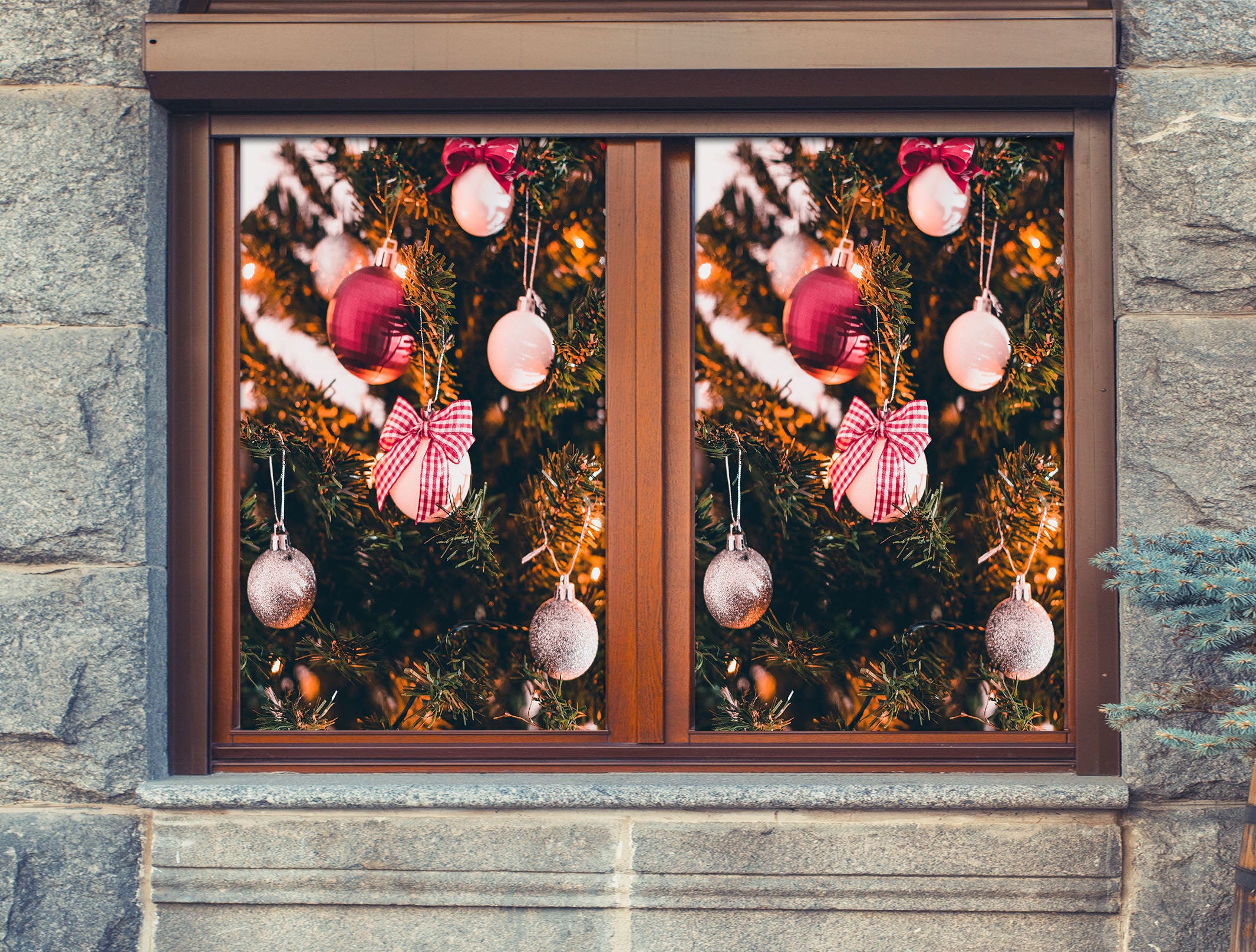 3D Ball Pendant 31080 Christmas Window Film Print Sticker Cling Stained Glass Xmas