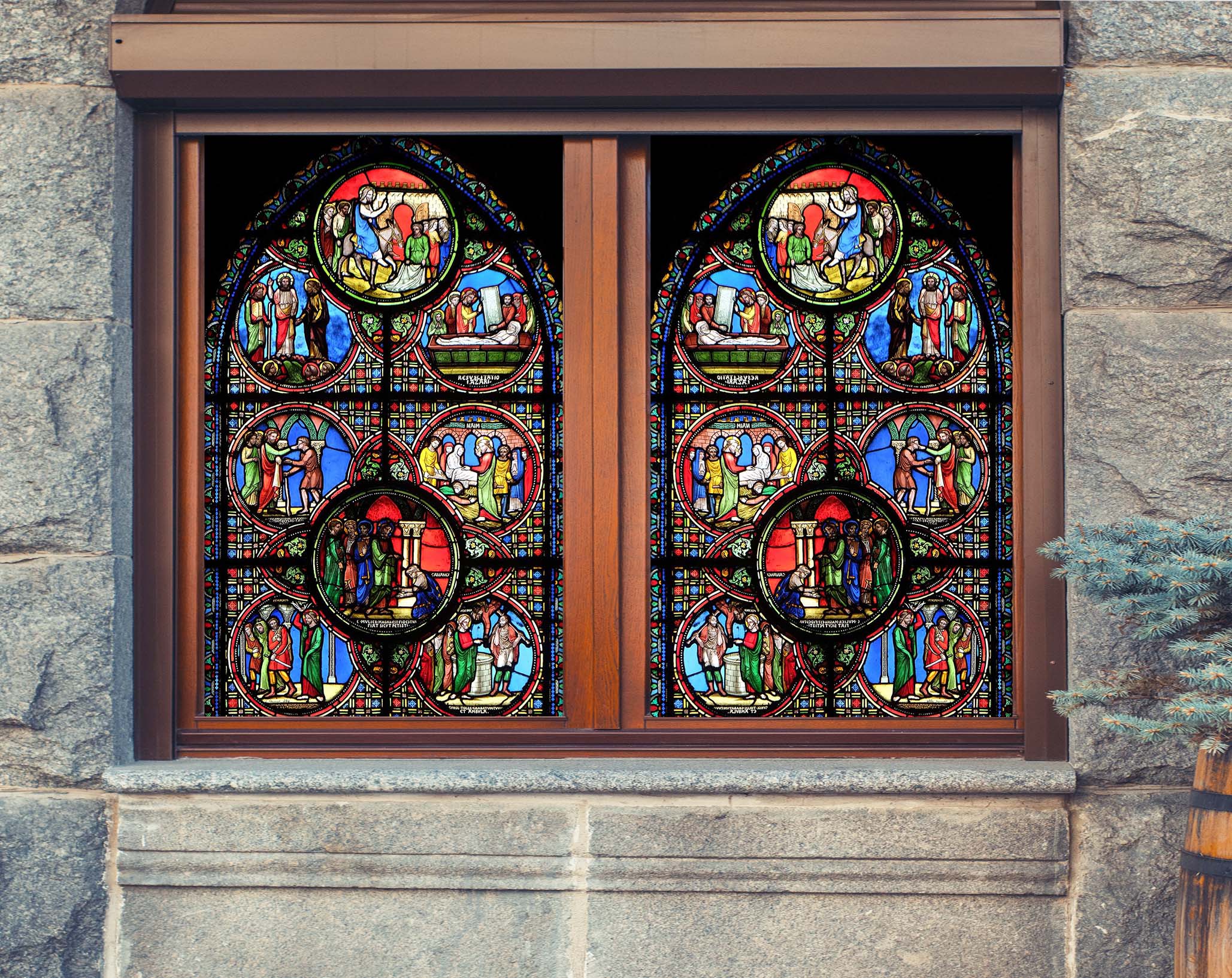 3D Religion Pattern 418 Window Film Print Sticker Cling Stained Glass UV Block