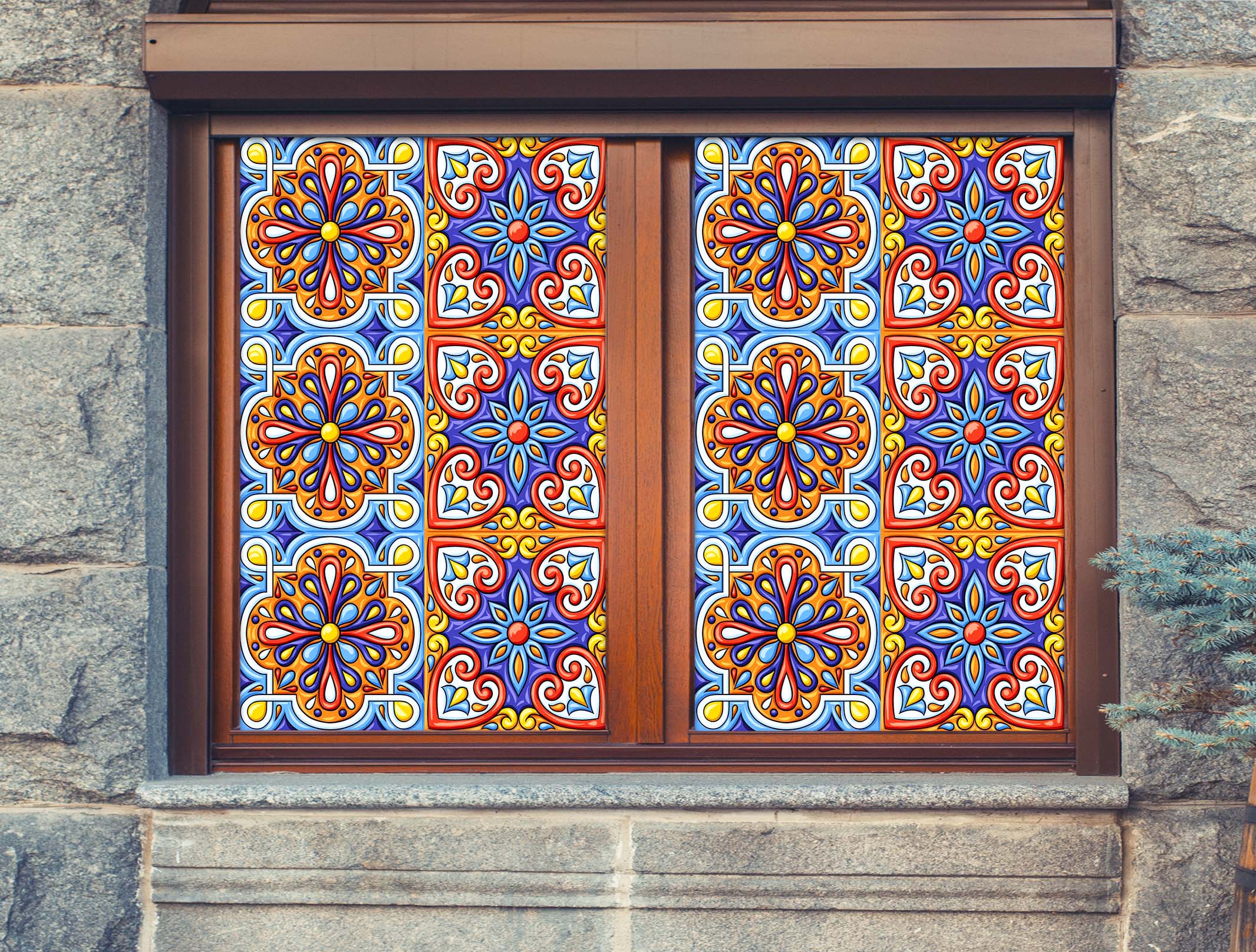 3D Lace Flower 100 Window Film Print Sticker Cling Stained Glass UV Block