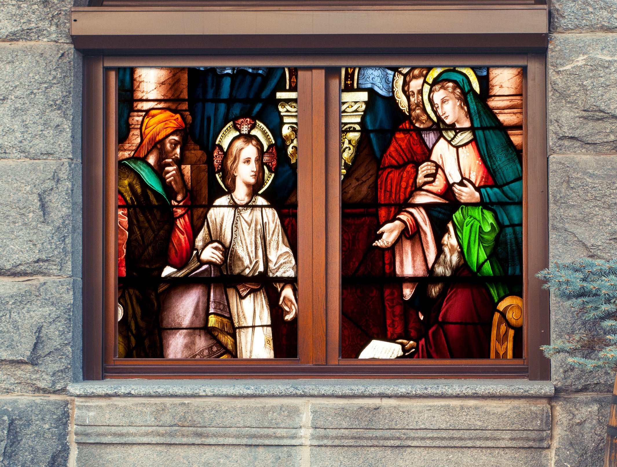 3D Noble Girl 128 Window Film Print Sticker Cling Stained Glass UV Block