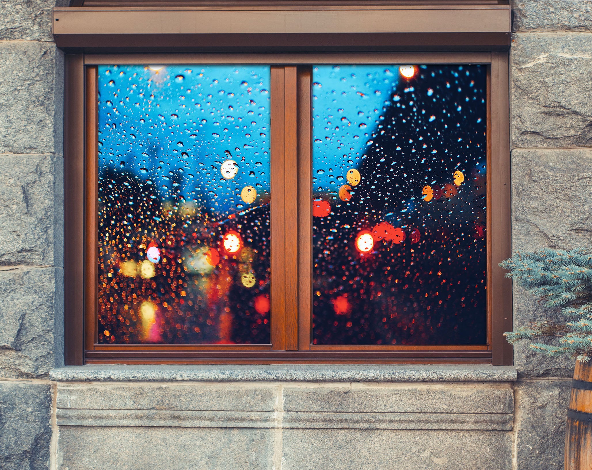 3D Water Drop Neon 380 Window Film Print Sticker Cling Stained Glass UV Block