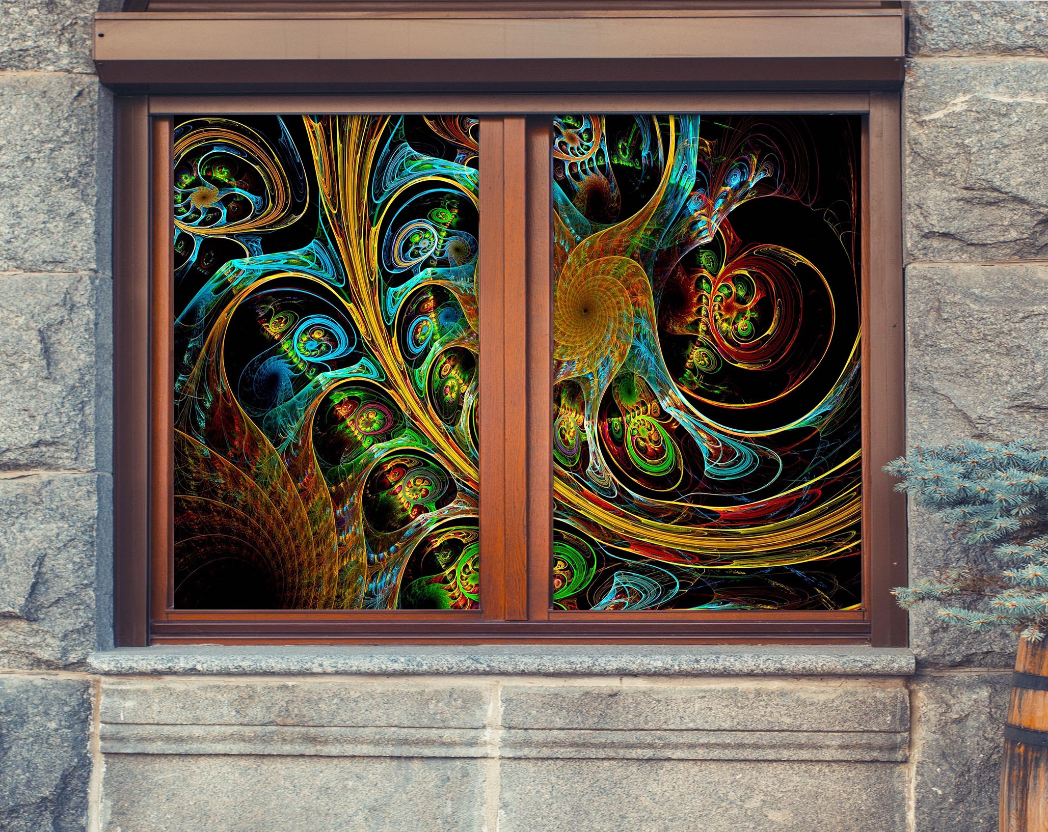 3D Abstract Art 315 Window Film Print Sticker Cling Stained Glass UV Block