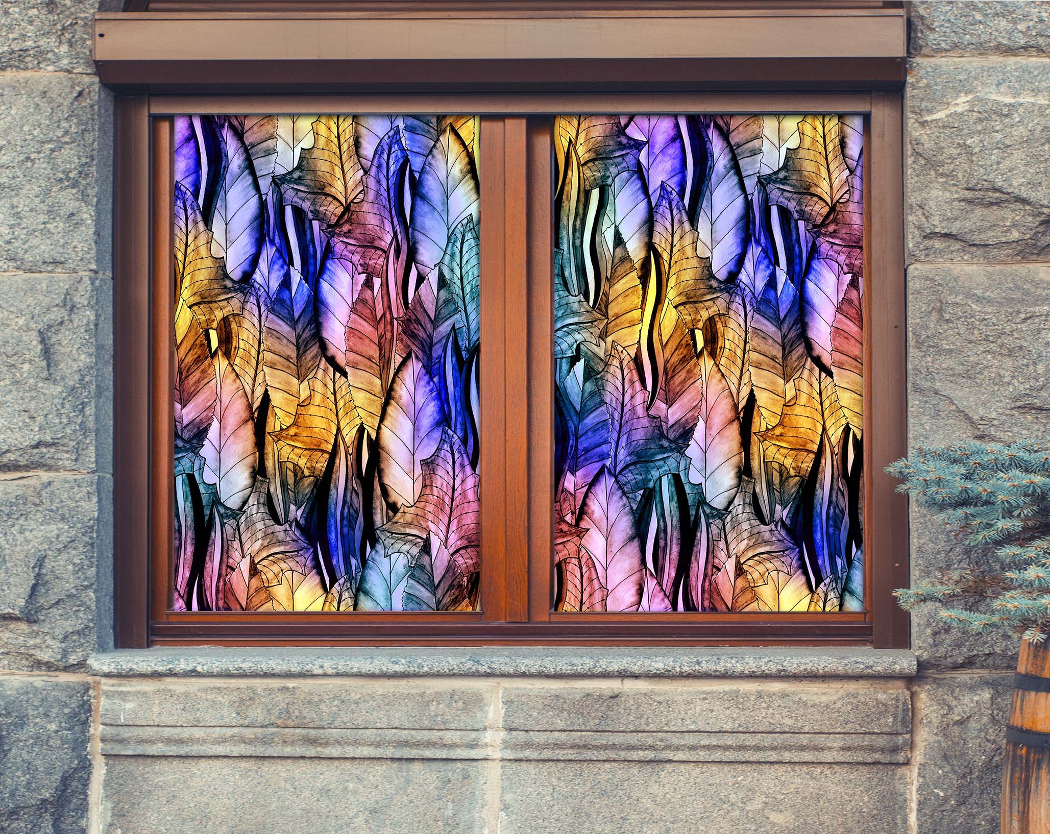 3D Colored Dead Leaves 429 Window Film Print Sticker Cling Stained Glass UV Block