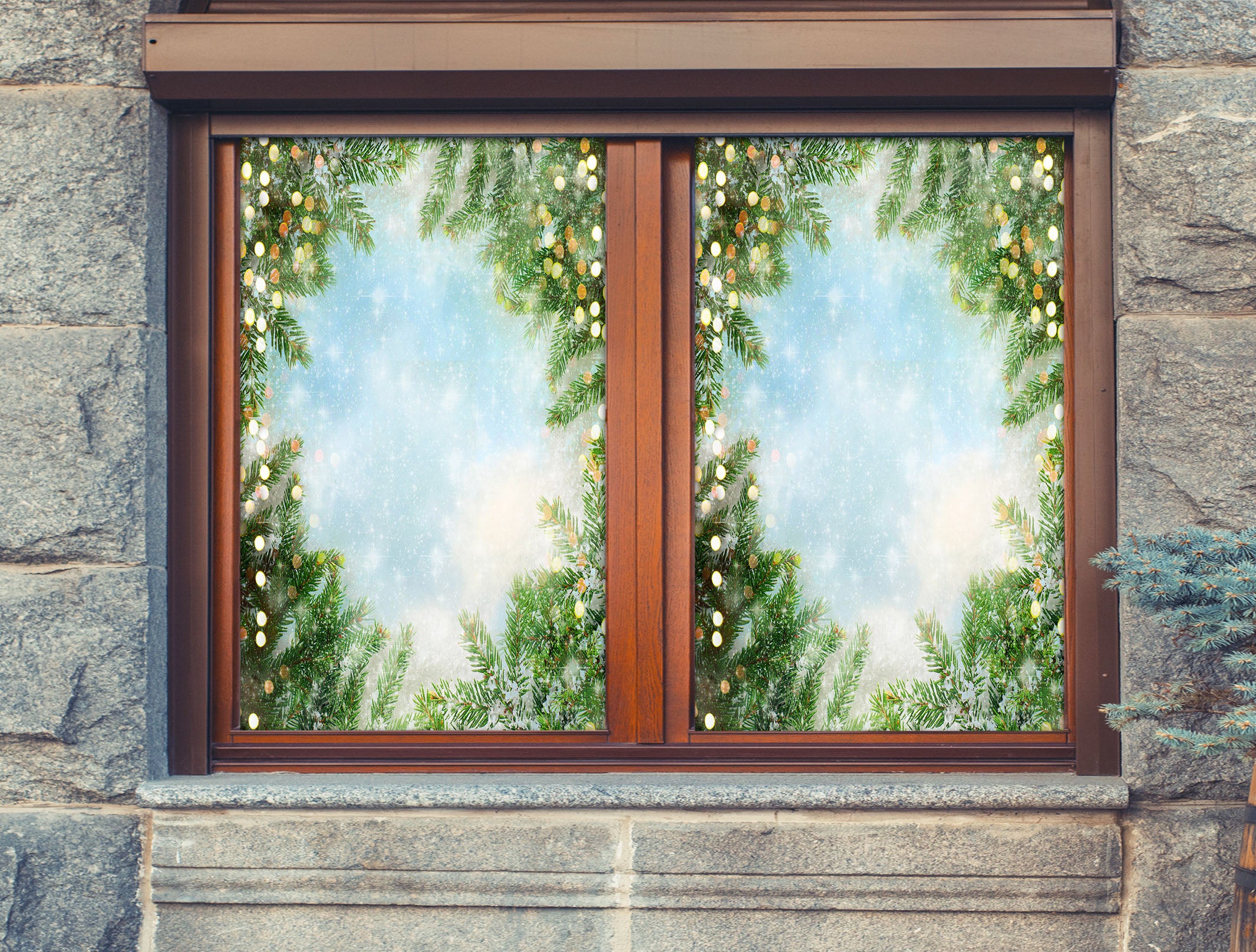 3D Tree Branches Sky 31021 Christmas Window Film Print Sticker Cling Stained Glass Xmas