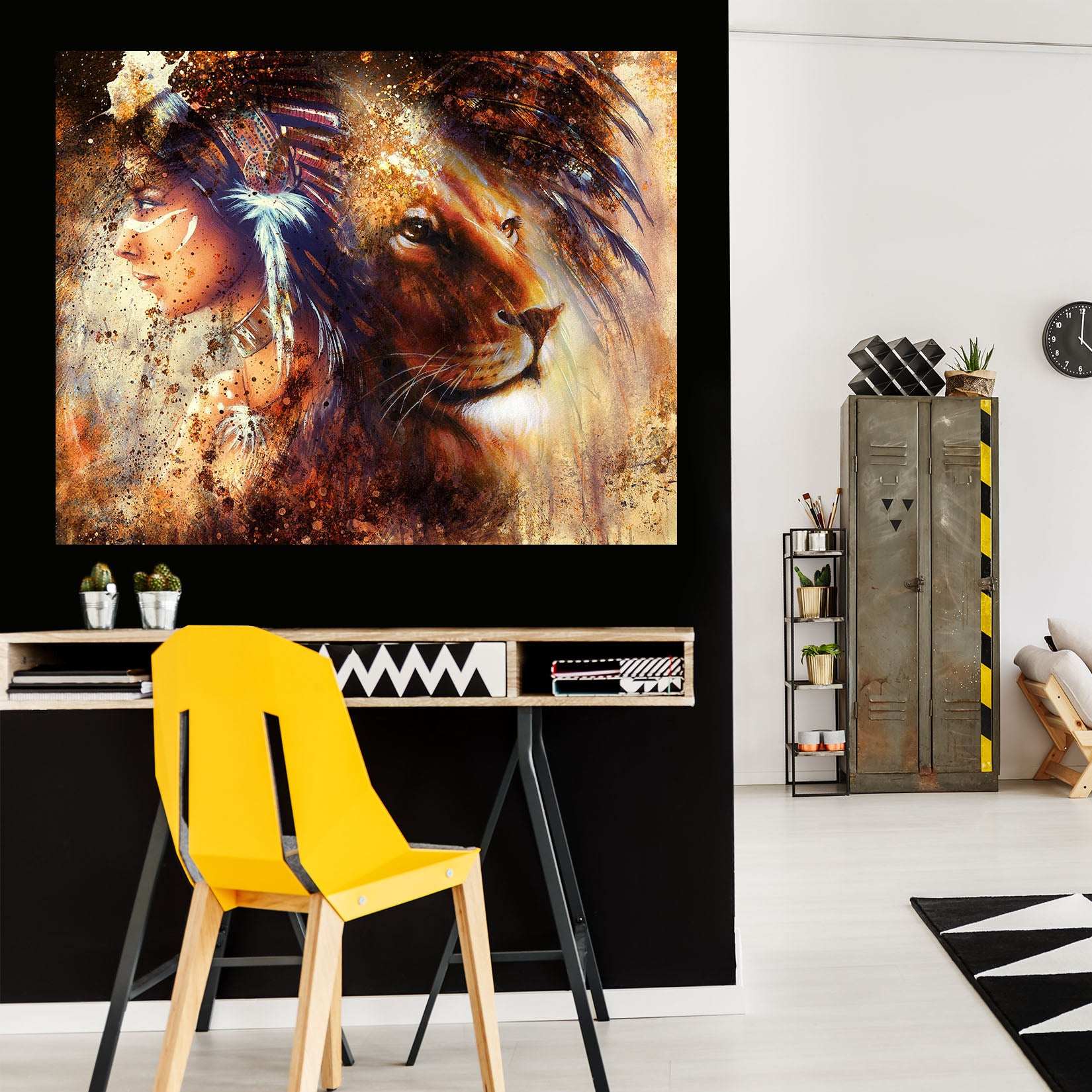3D Woman Lion 1025 Wall Sticker