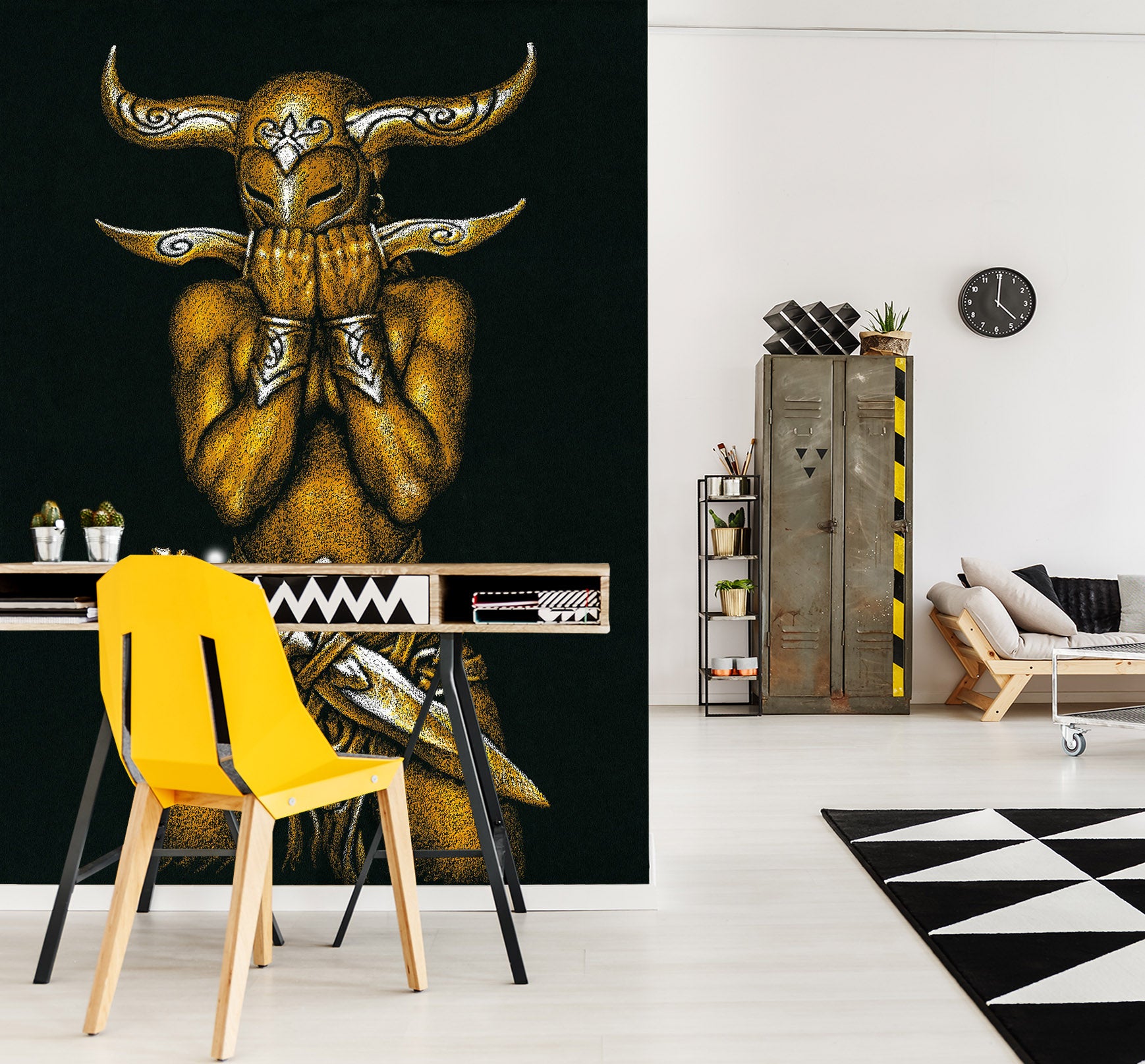 3D Horn Mask Man 7130 Ciruelo Wall Mural Wall Murals