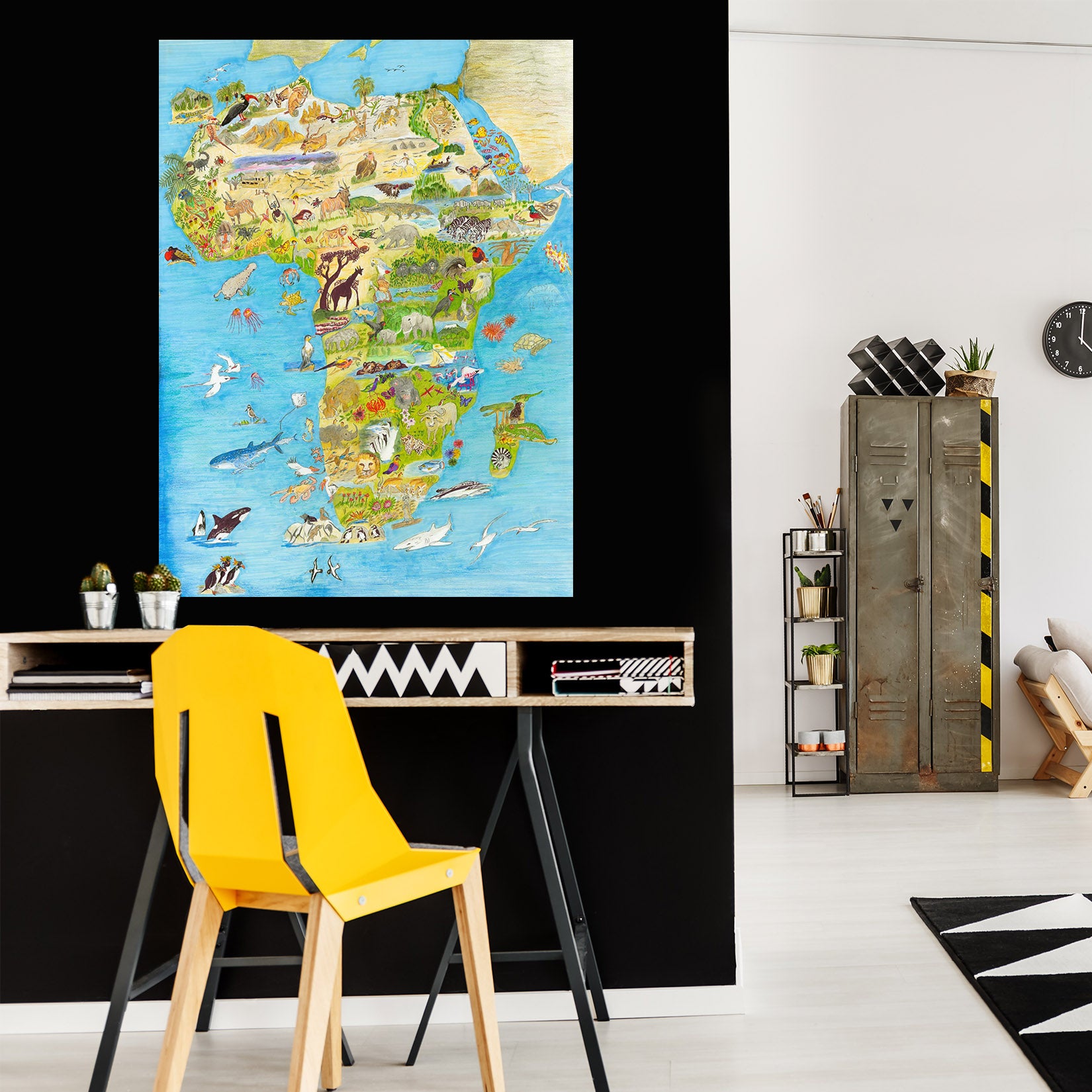 3D Africa Ocean Map 002 Michael Sewell Wall Sticker
