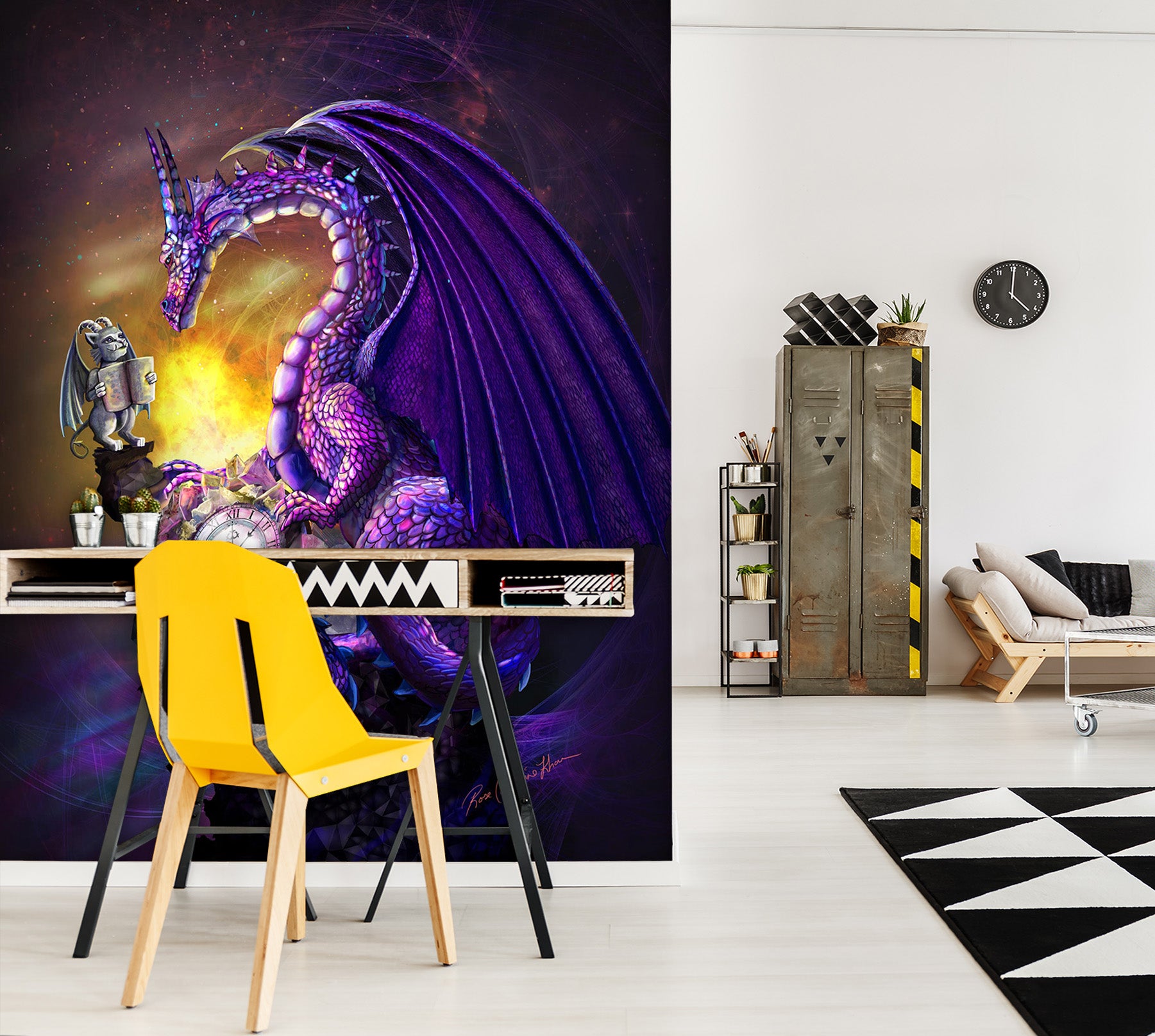 3D Cave Dragon 1421 Rose Catherine Khan Wall Mural Wall Murals