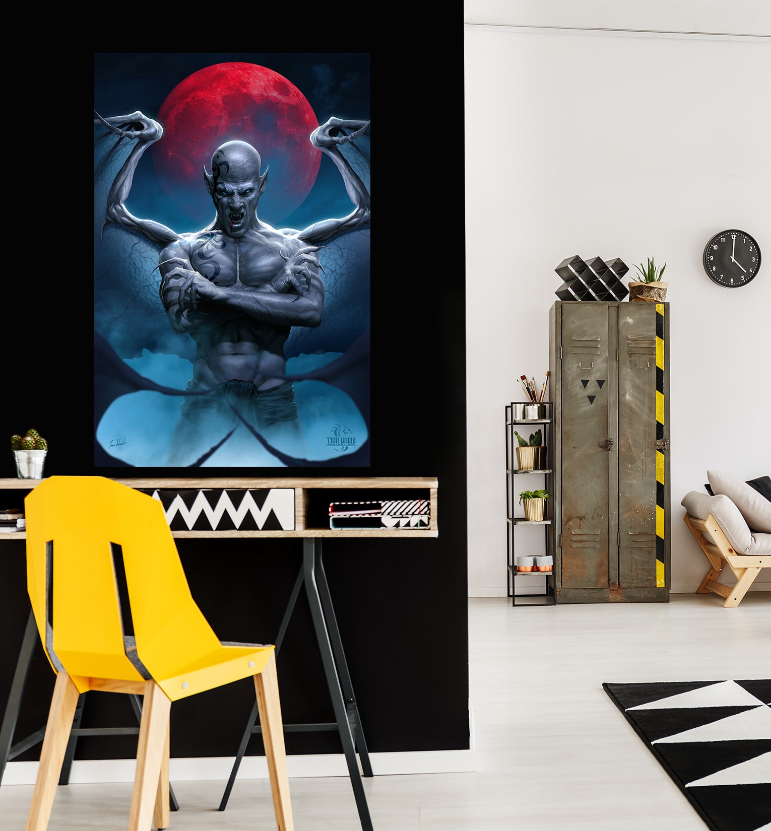 3D Red Moon Dragon Man 5118 Tom Wood Wall Sticker