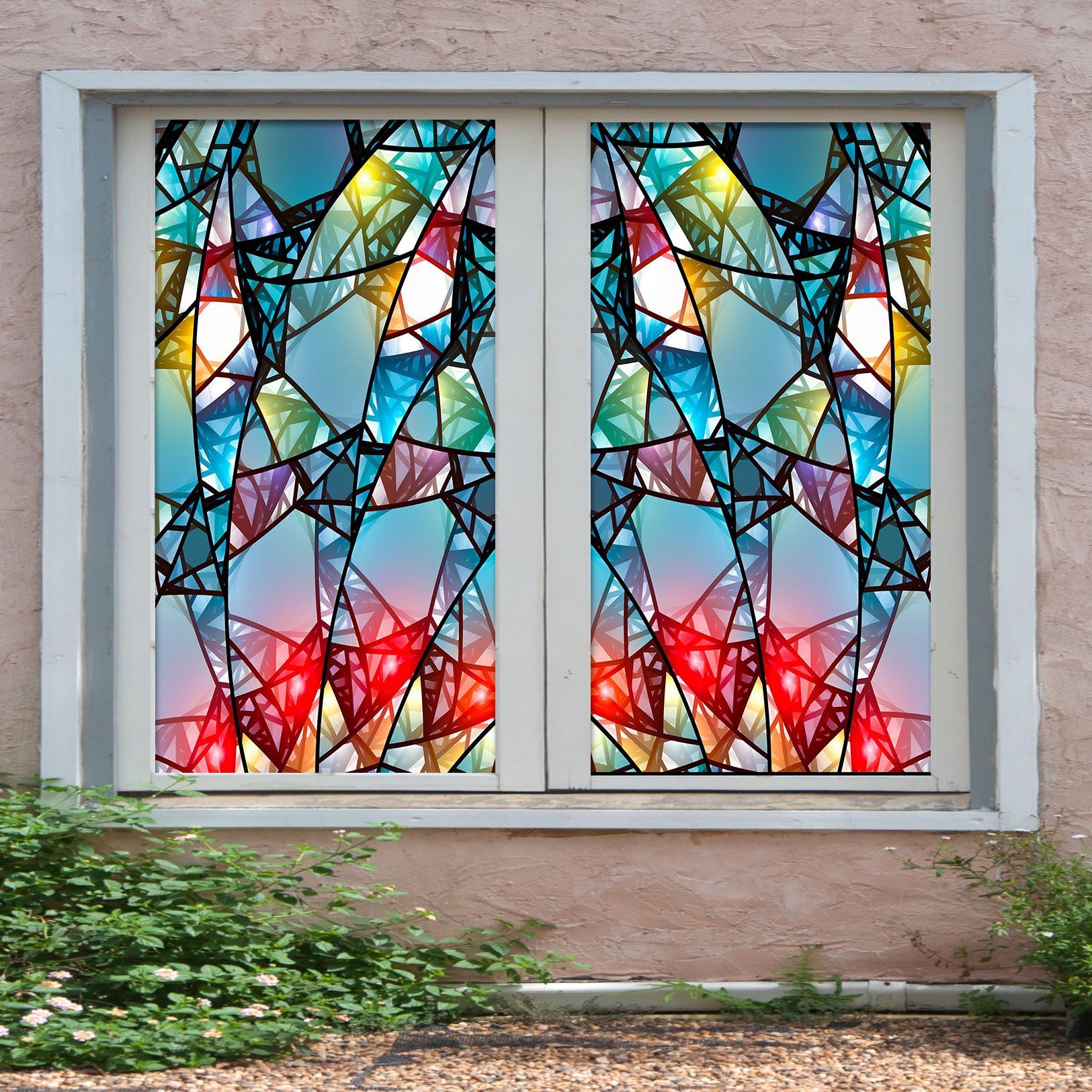 3D Splicing Debris 377 Window Film Print Sticker Cling Stained Glass UV Block