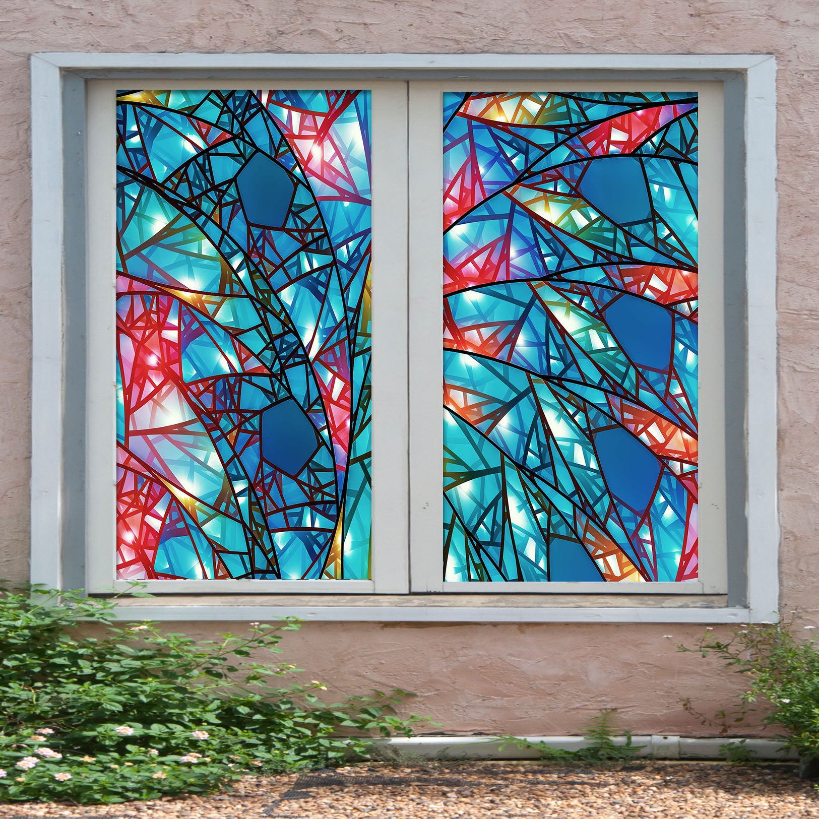 3D Striped Debris 379 Window Film Print Sticker Cling Stained Glass UV Block