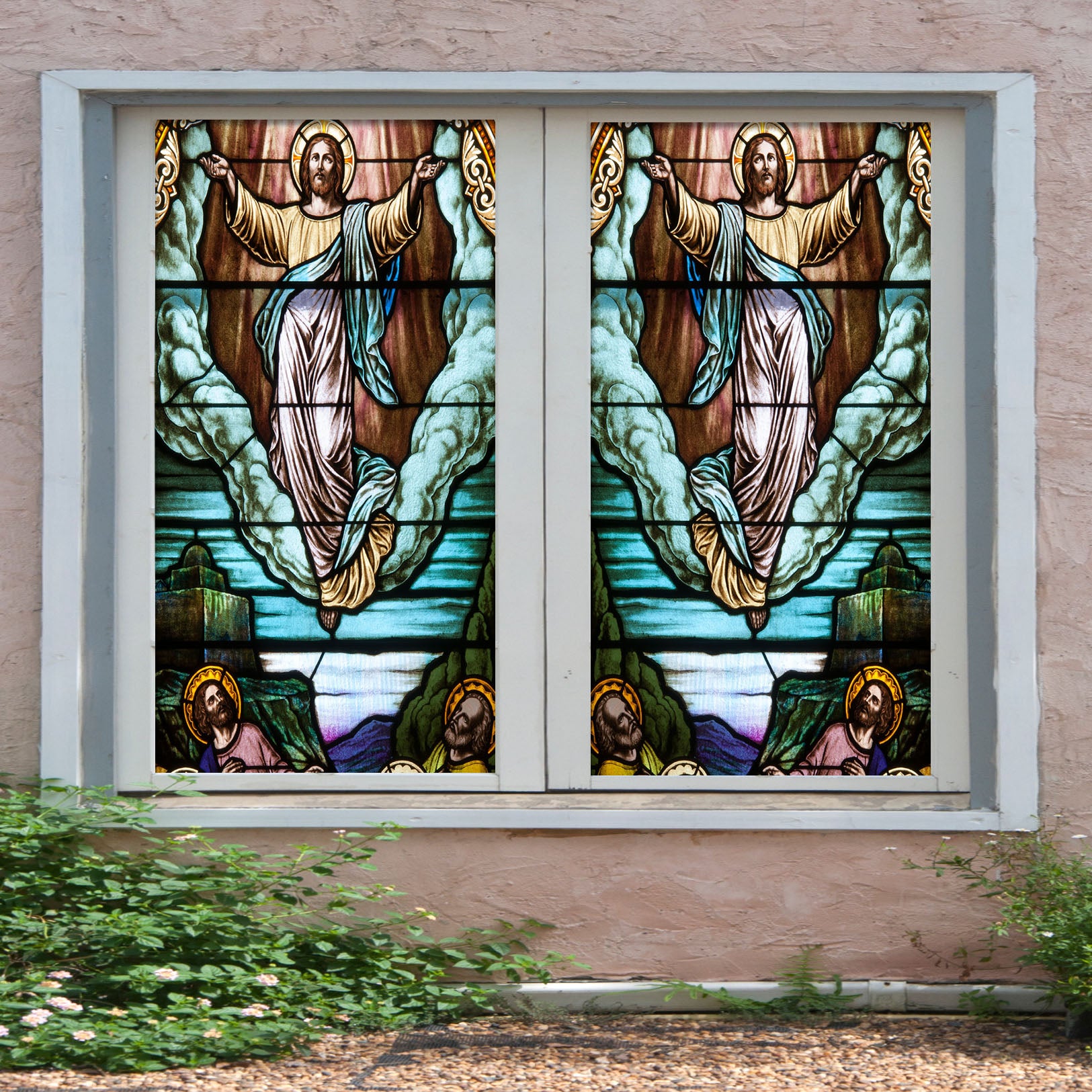 3D Religious Cloud 186 Window Film Print Sticker Cling Stained Glass UV Block