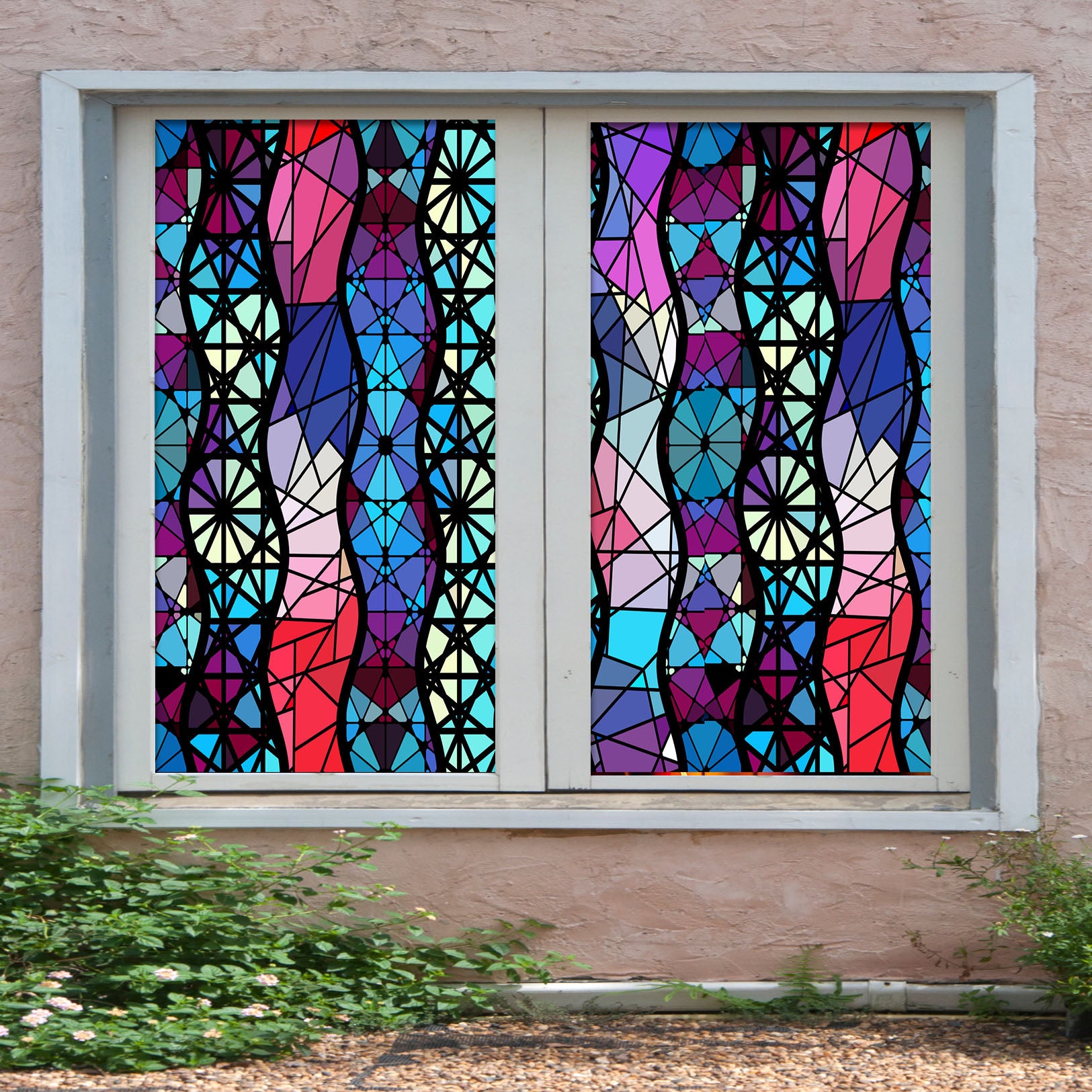 3D Artistic Graphics 402 Window Film Print Sticker Cling Stained Glass UV Block