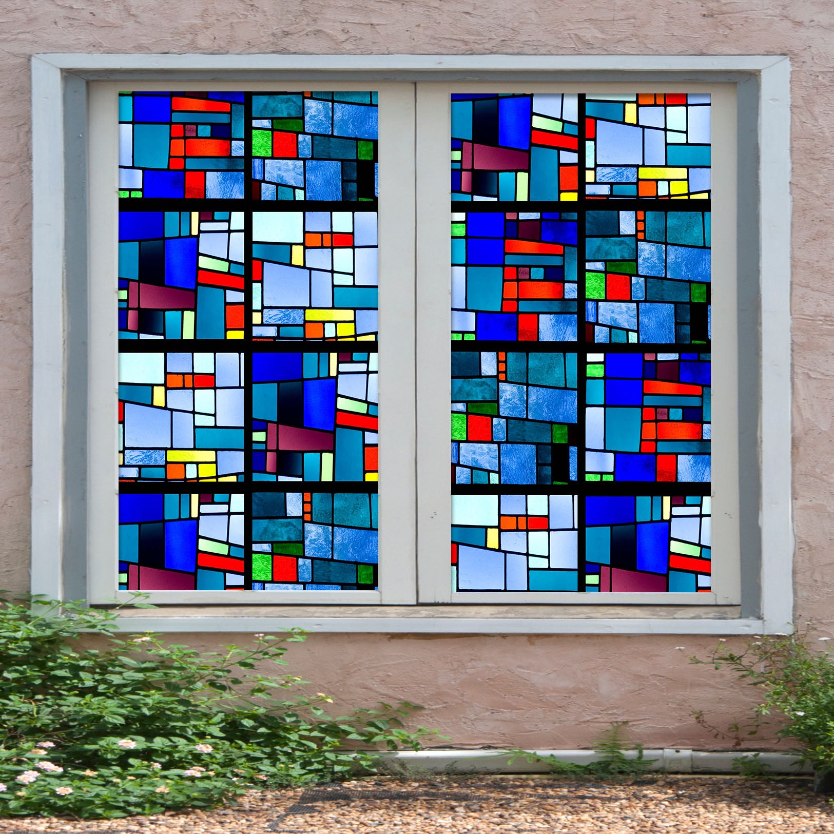 3D Striped Block 262 Window Film Print Sticker Cling Stained Glass UV Block