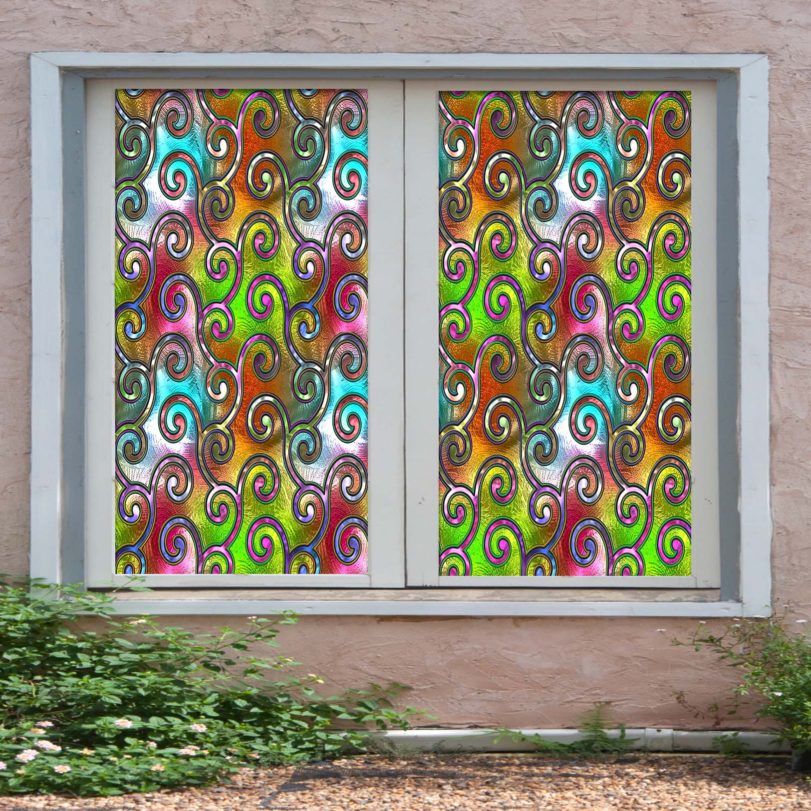 3D Color Ironweave 162 Window Film Print Sticker Cling Stained Glass UV Block