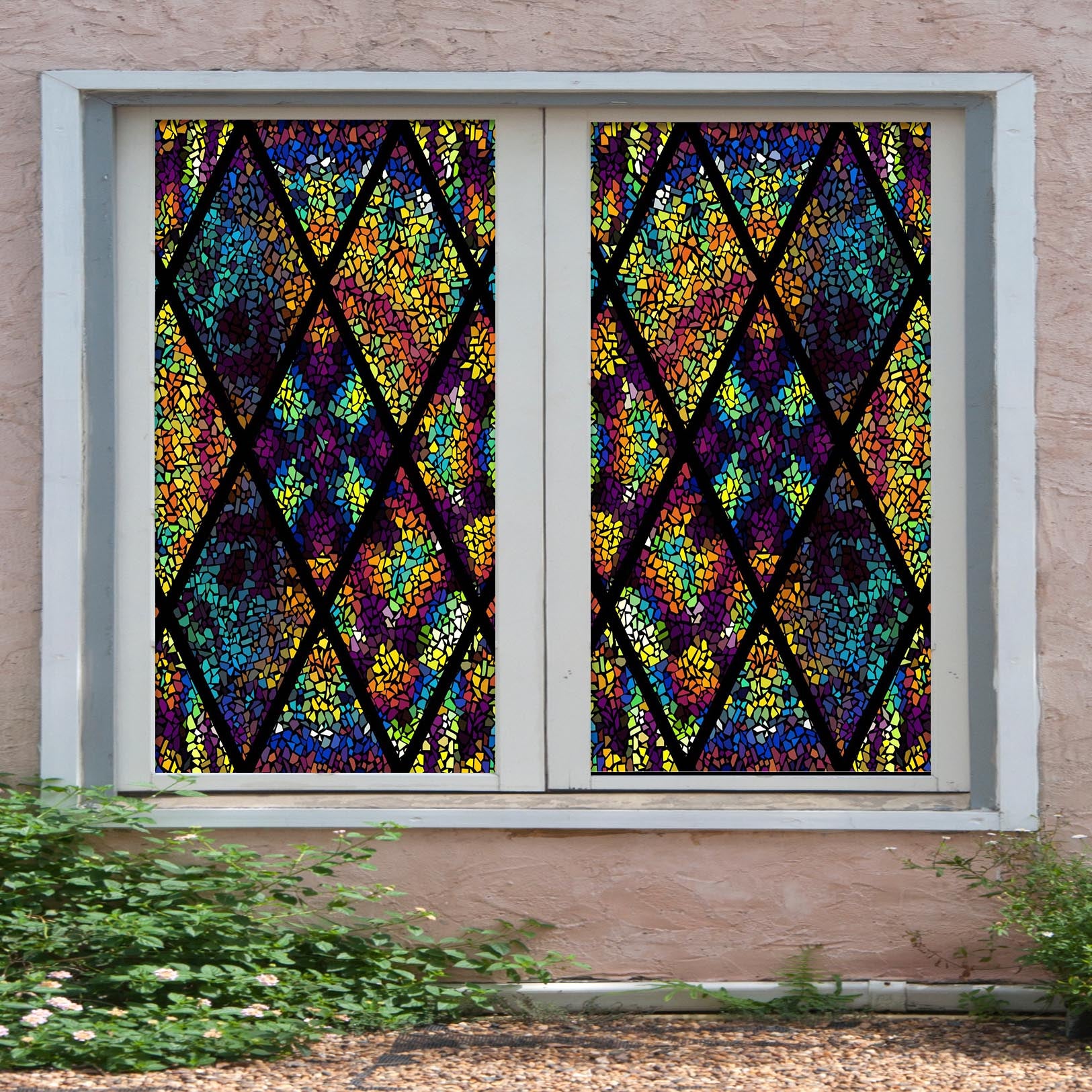 3D Artistic Pattern 366 Window Film Print Sticker Cling Stained Glass UV Block