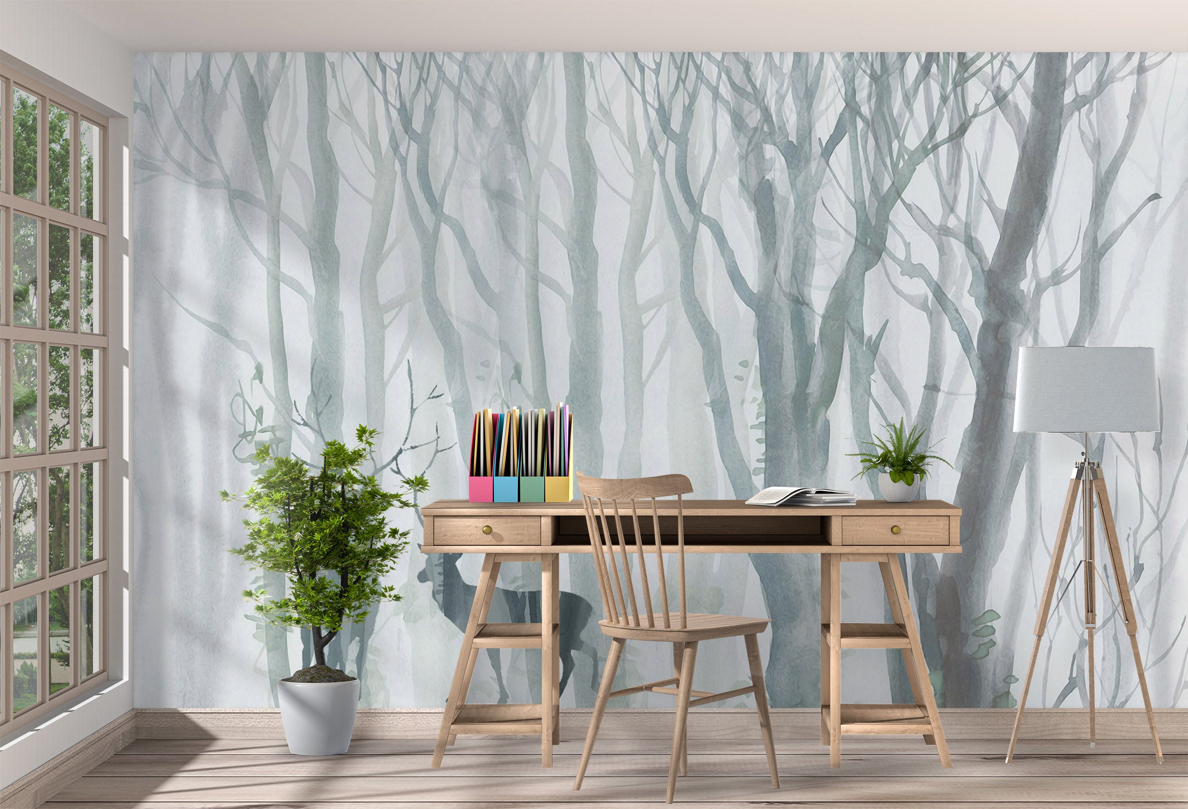 3D Forest Deer 1040 Wall Murals