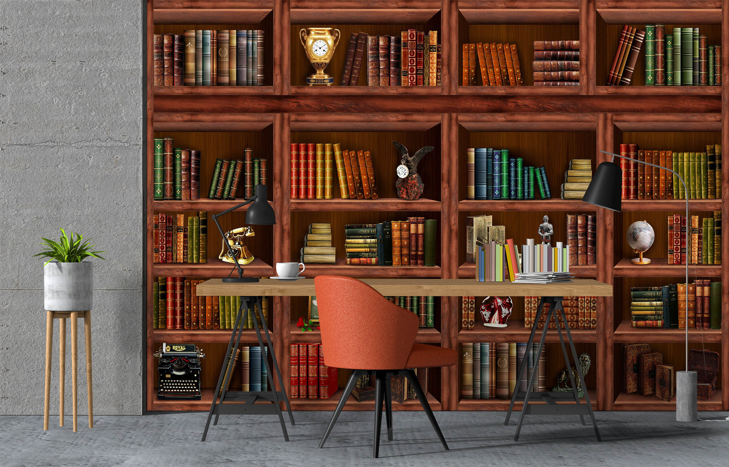 3D Bookshelf Trophy 1016 Wall Murals