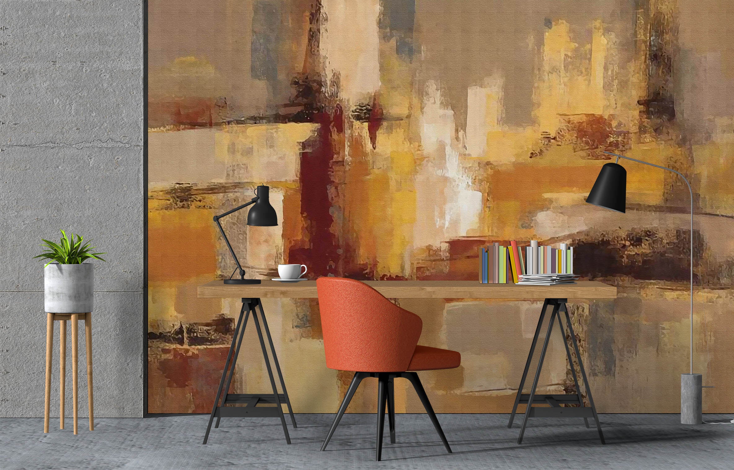 3D Orange Paint 1018 Wall Murals