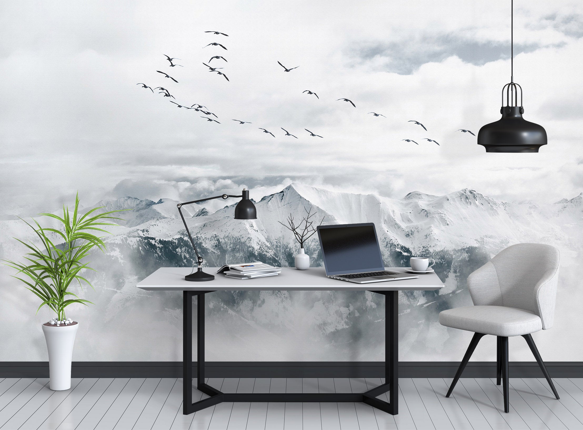 3D Mountain Geese 1027 Wall Murals