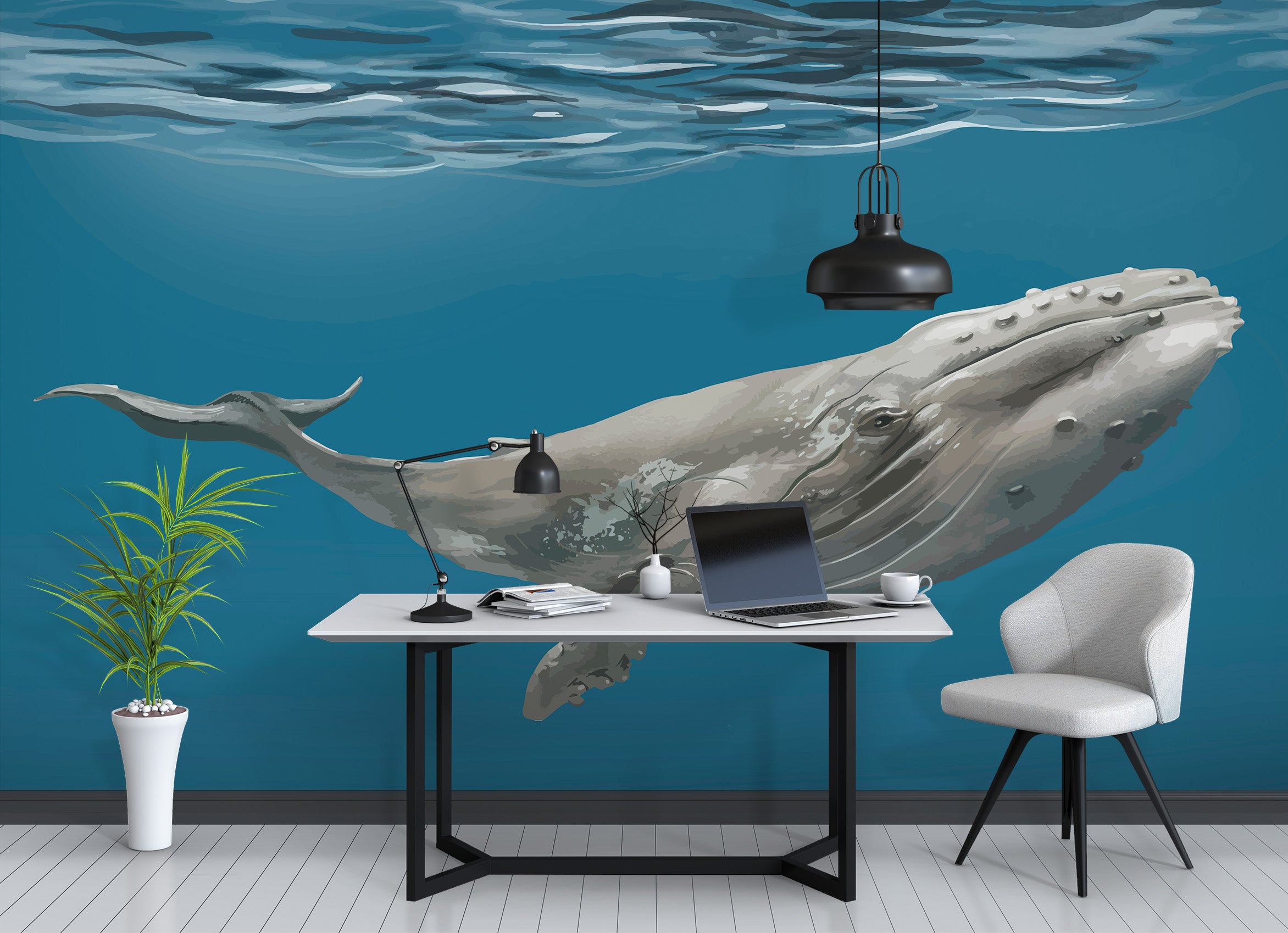 3D Underwater Whale 57078 Wall Murals