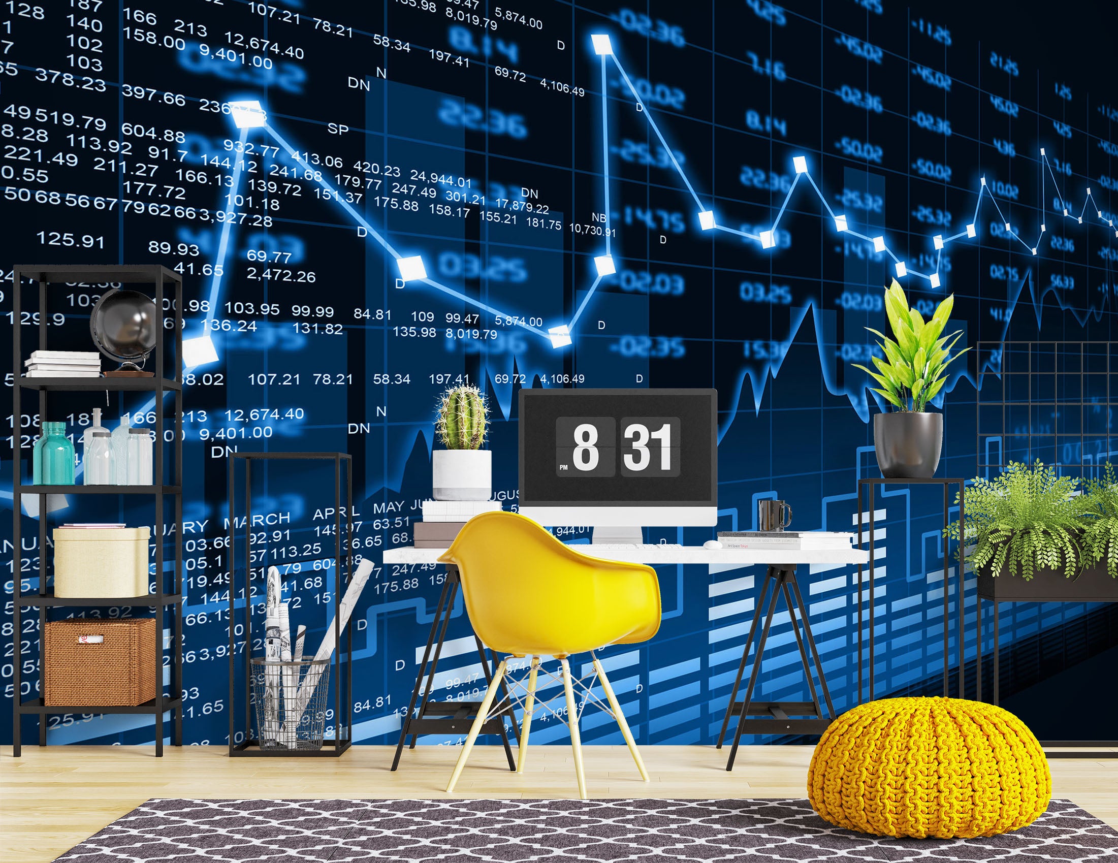 3D Blue Data Numbers 1088 Wall Murals
